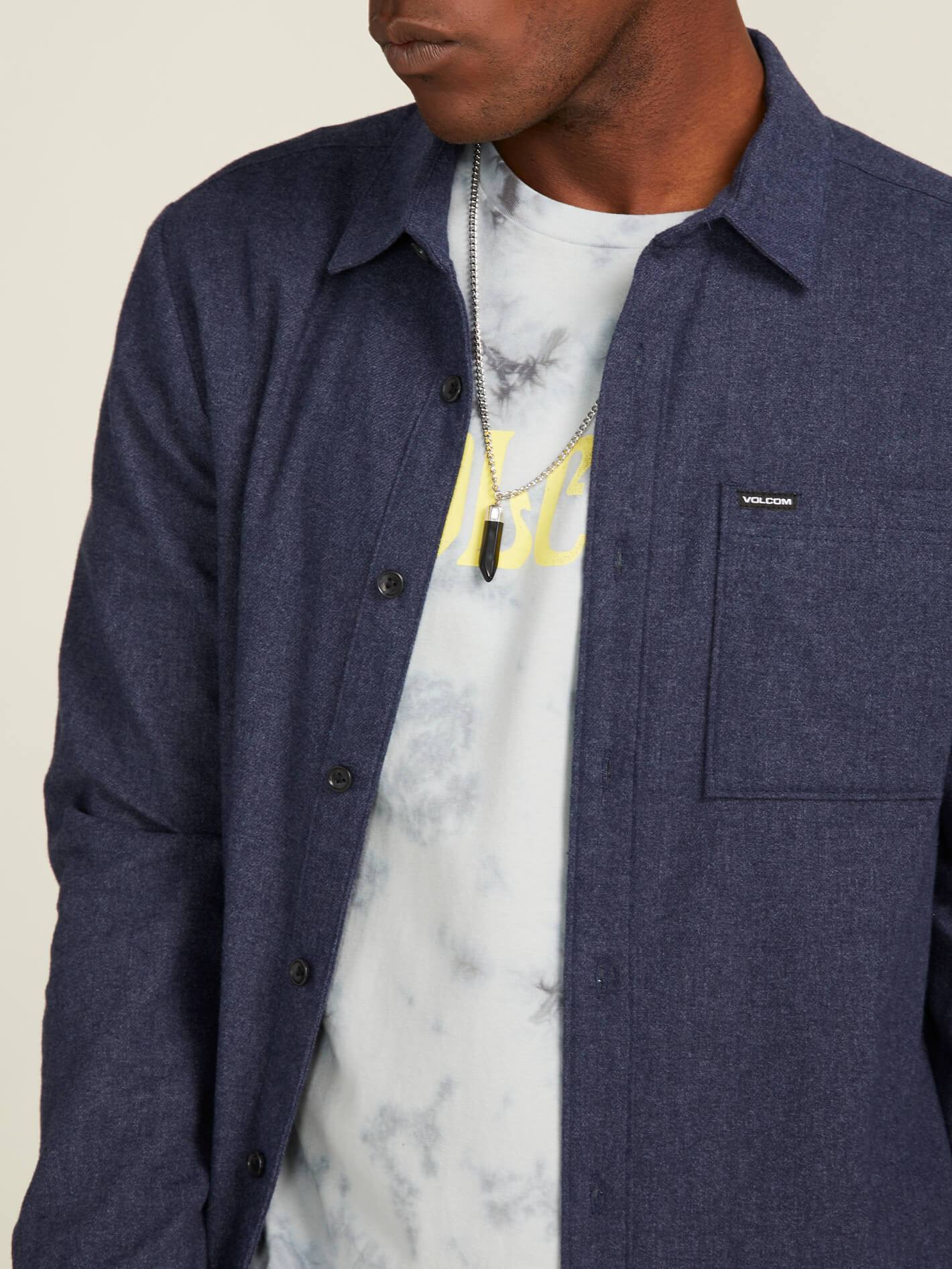 T-shirt Caden Solid L/S - Midnight Blue
