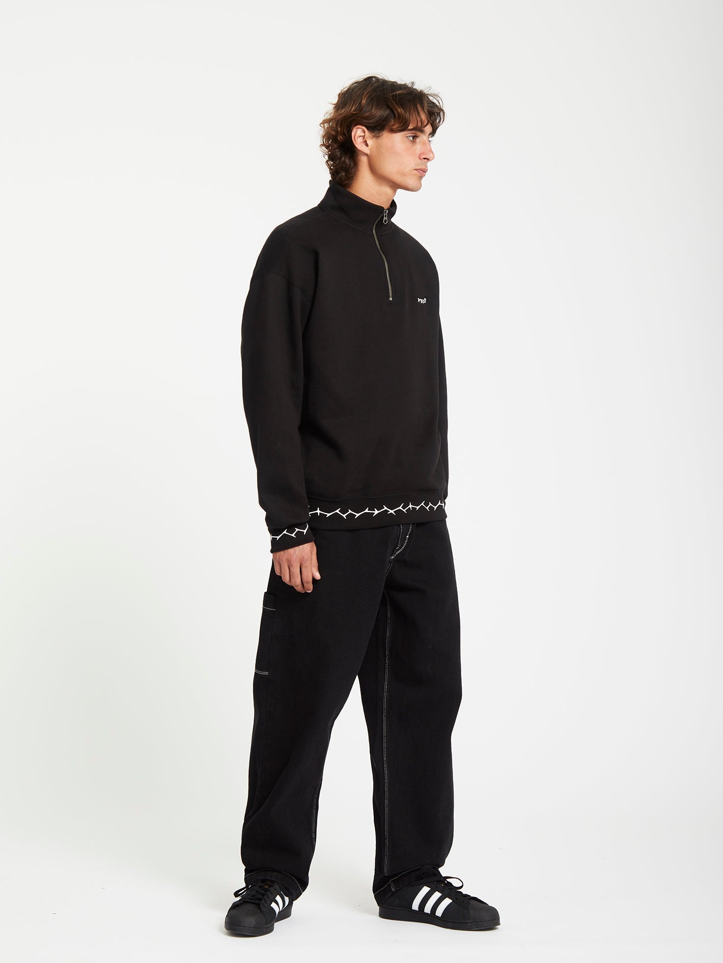 Sweat 1/2 Zip Mocklov - BLACK