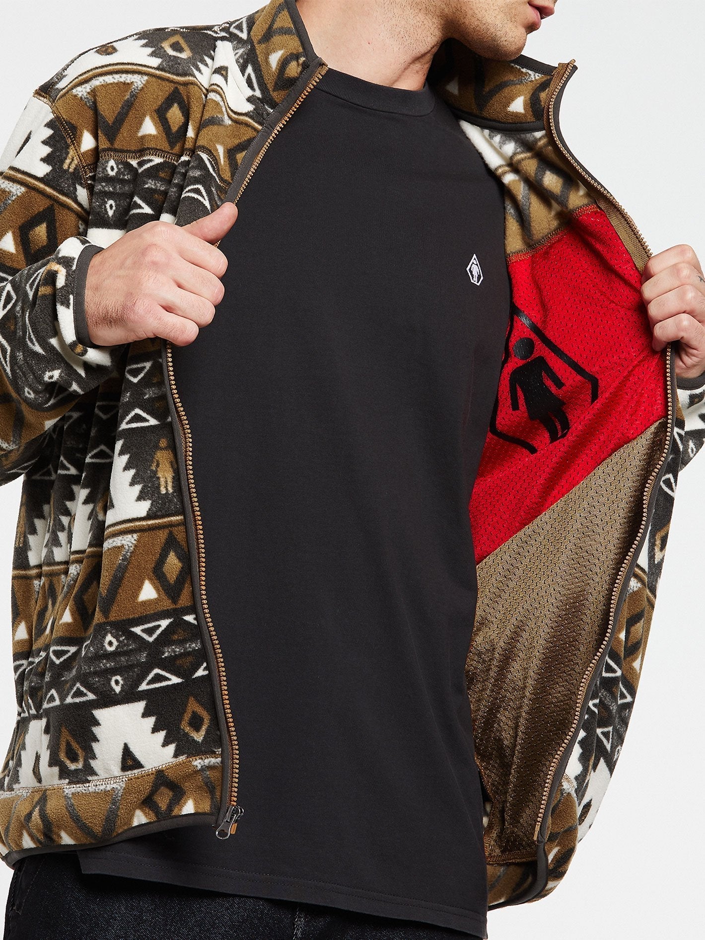 Volcom x Girl Skateboards Fleece-Sweatshirt mit Reißverschluss – PRT-PRINT