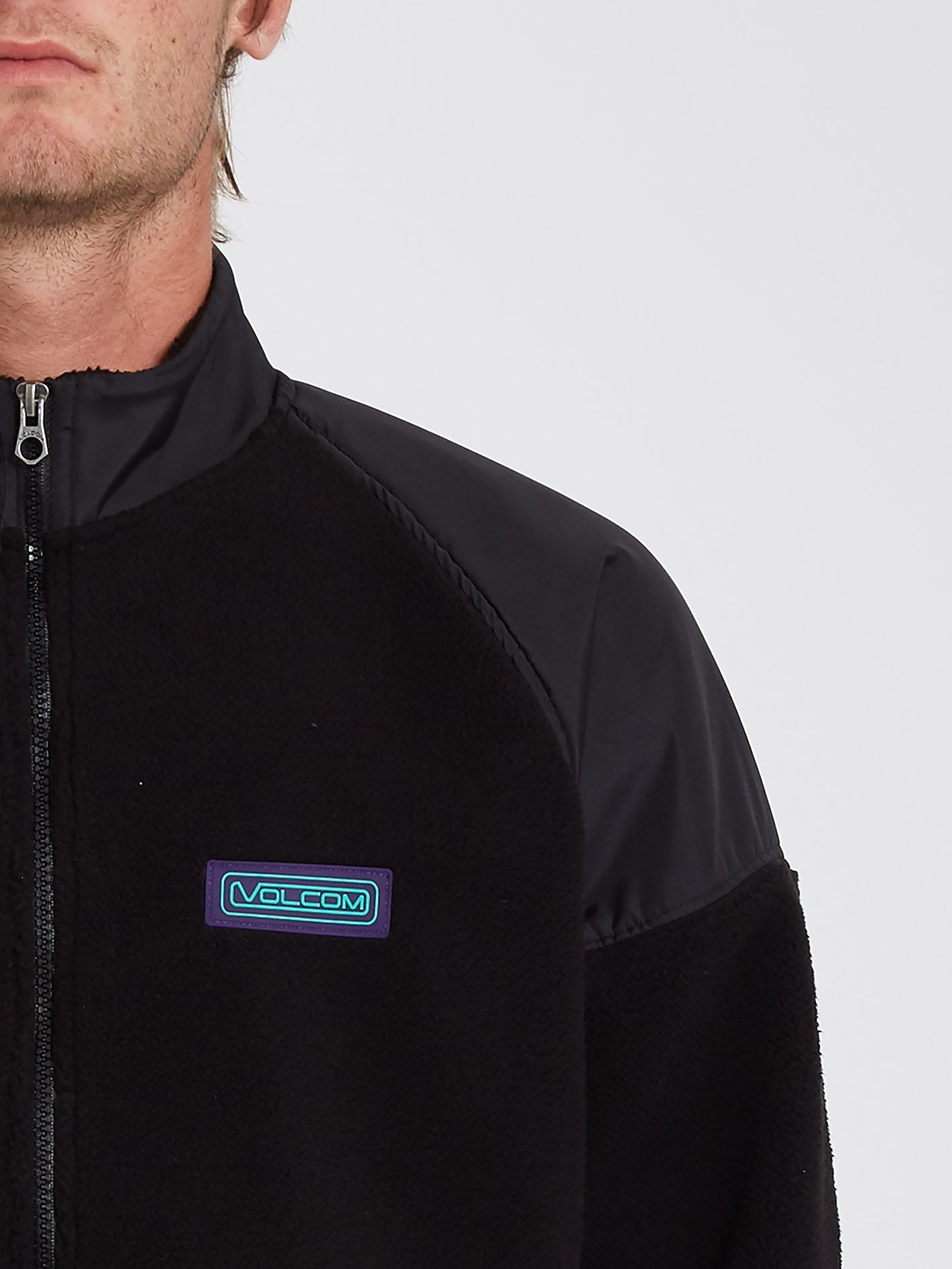 Runtime Error Sherpa-Sweatshirt mit Reißverschluss – SCHWARZ