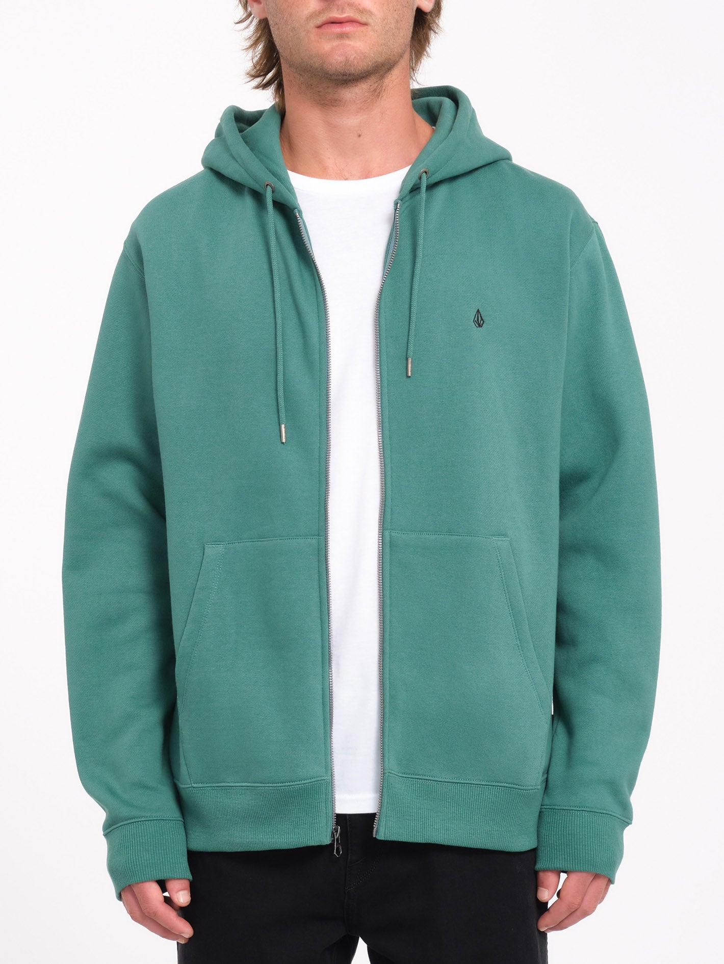 Single Stone Zip-Up Hoodie - MEERGRÜN