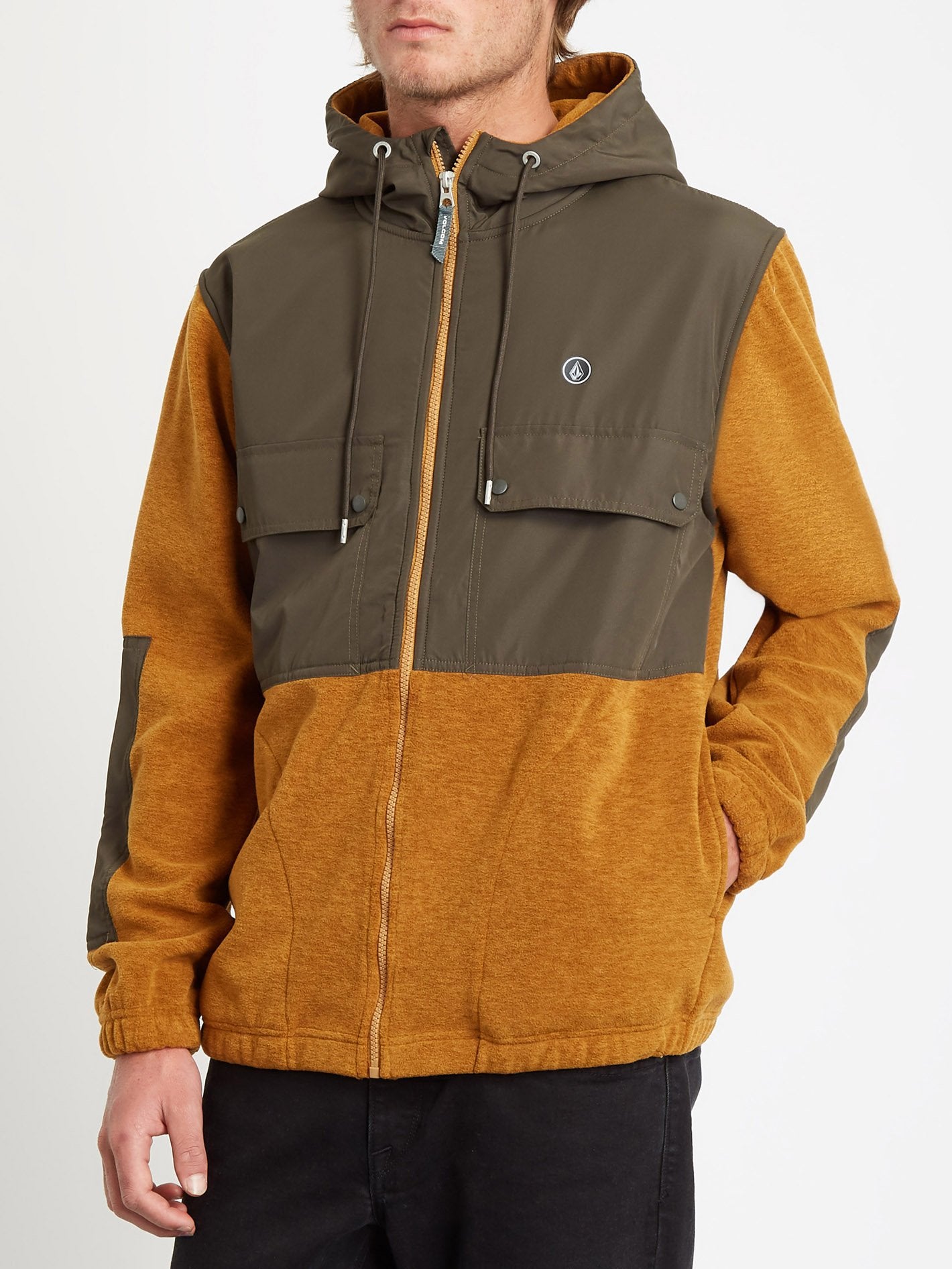 Yzzolate Lined Zip Hoodie - GOLDEN BROWN