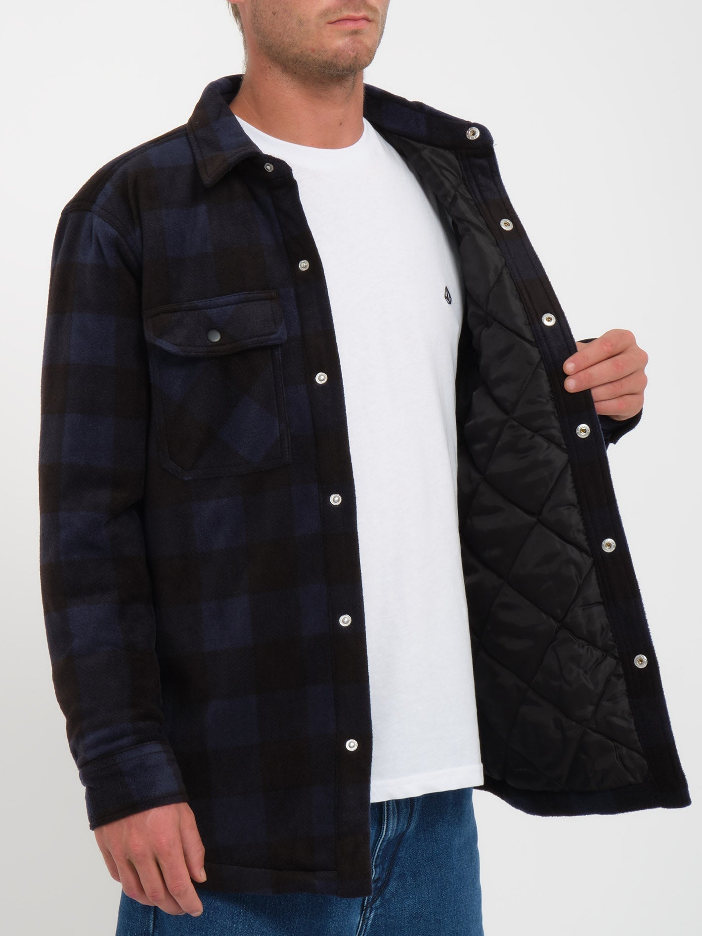 Bowered Fleece-Überhemd - MARINEBLAU
