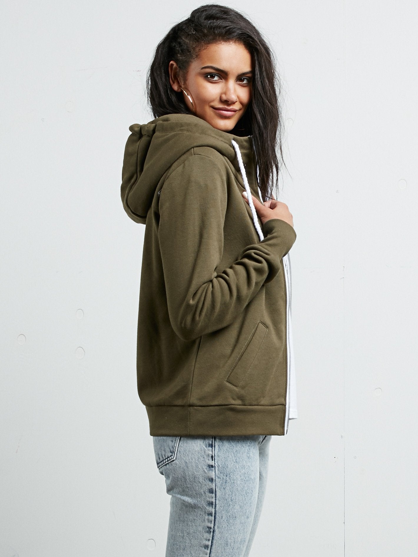 Walk On By Kapuzenpullover mit Reißverschluss – Dunkles Camouflage