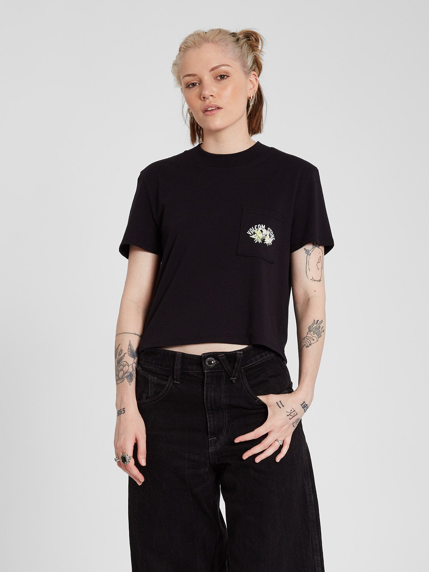 T-Shirt mit Taschenzifferblatt - Schwarz