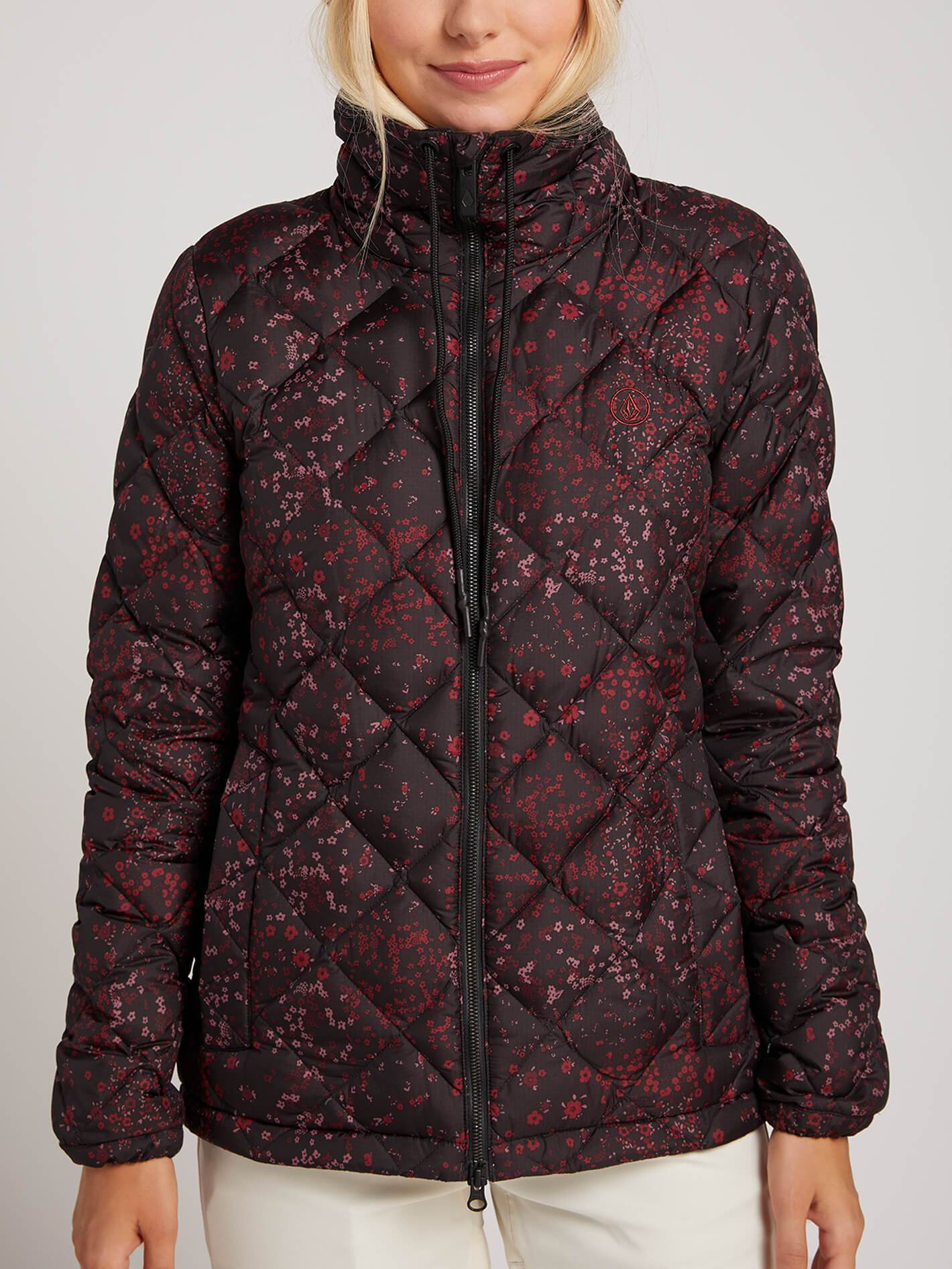 Skies Down Puff Snow Jacket - Black Floral Print