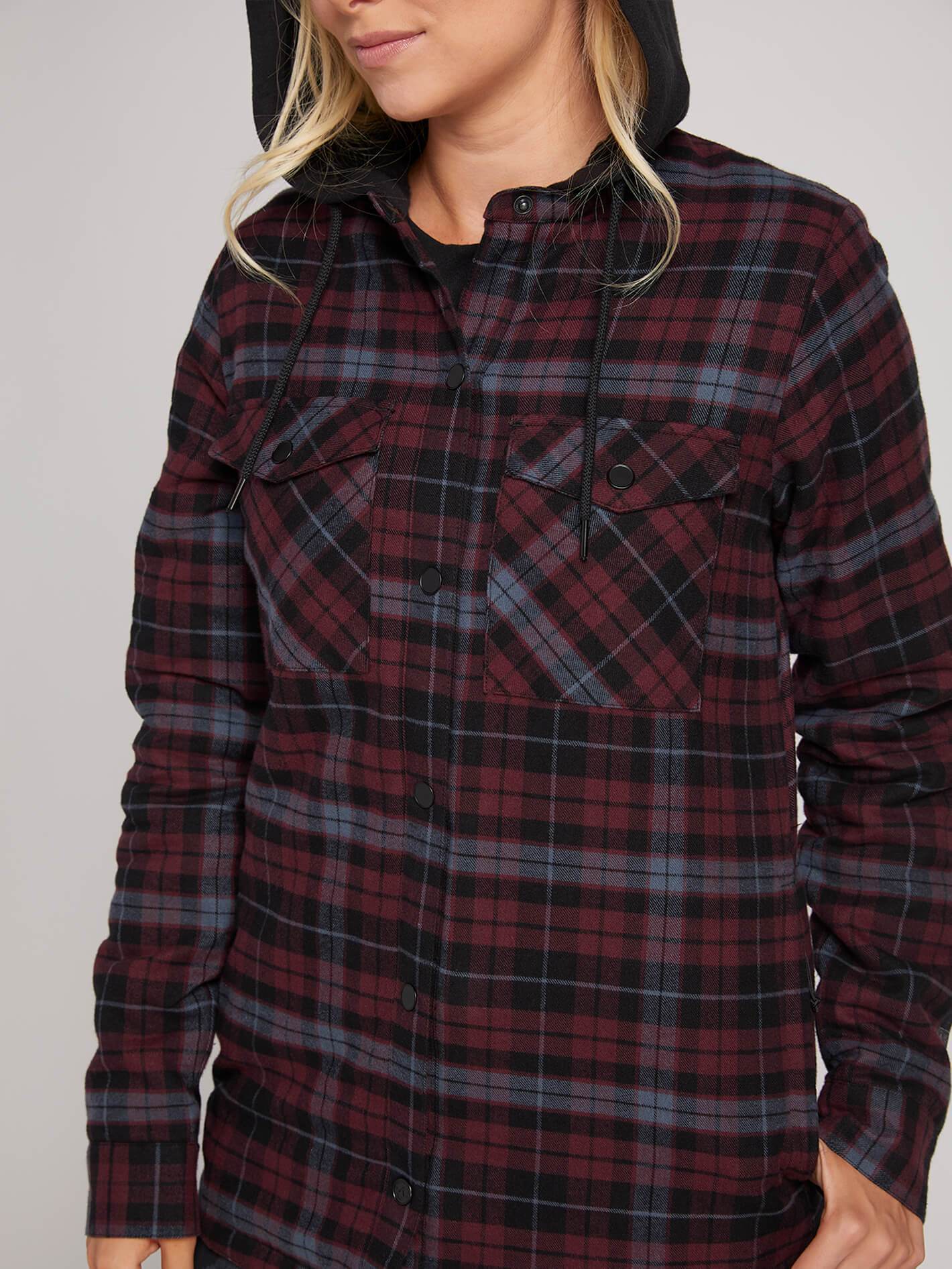 Hooded Flannel Snow Jacket - Merlot