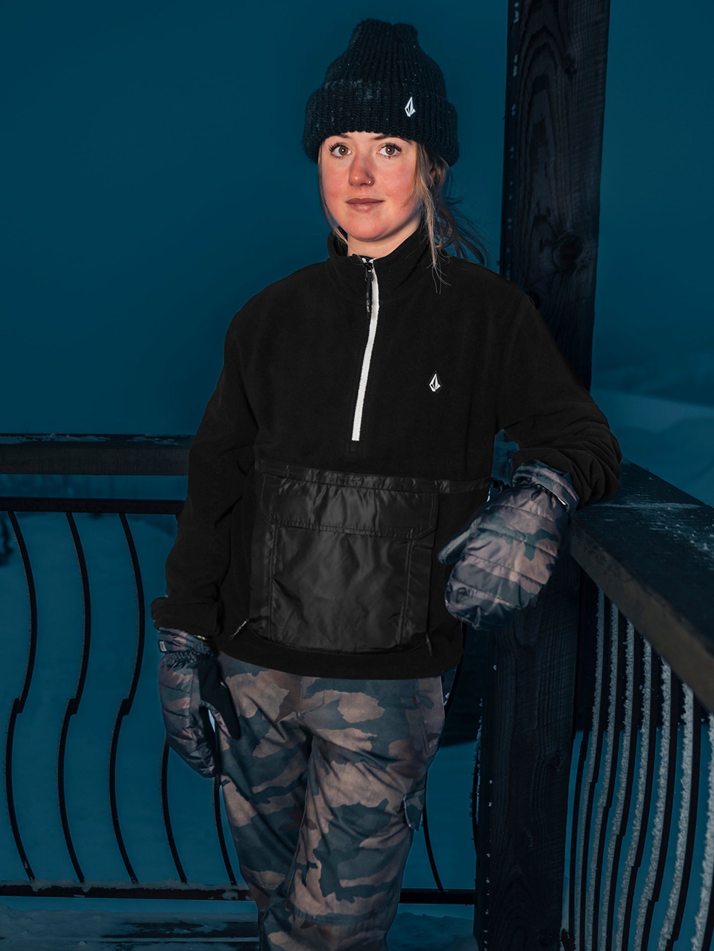 Polar Sweatshirt mit halbem Reißverschluss – SCHWARZ