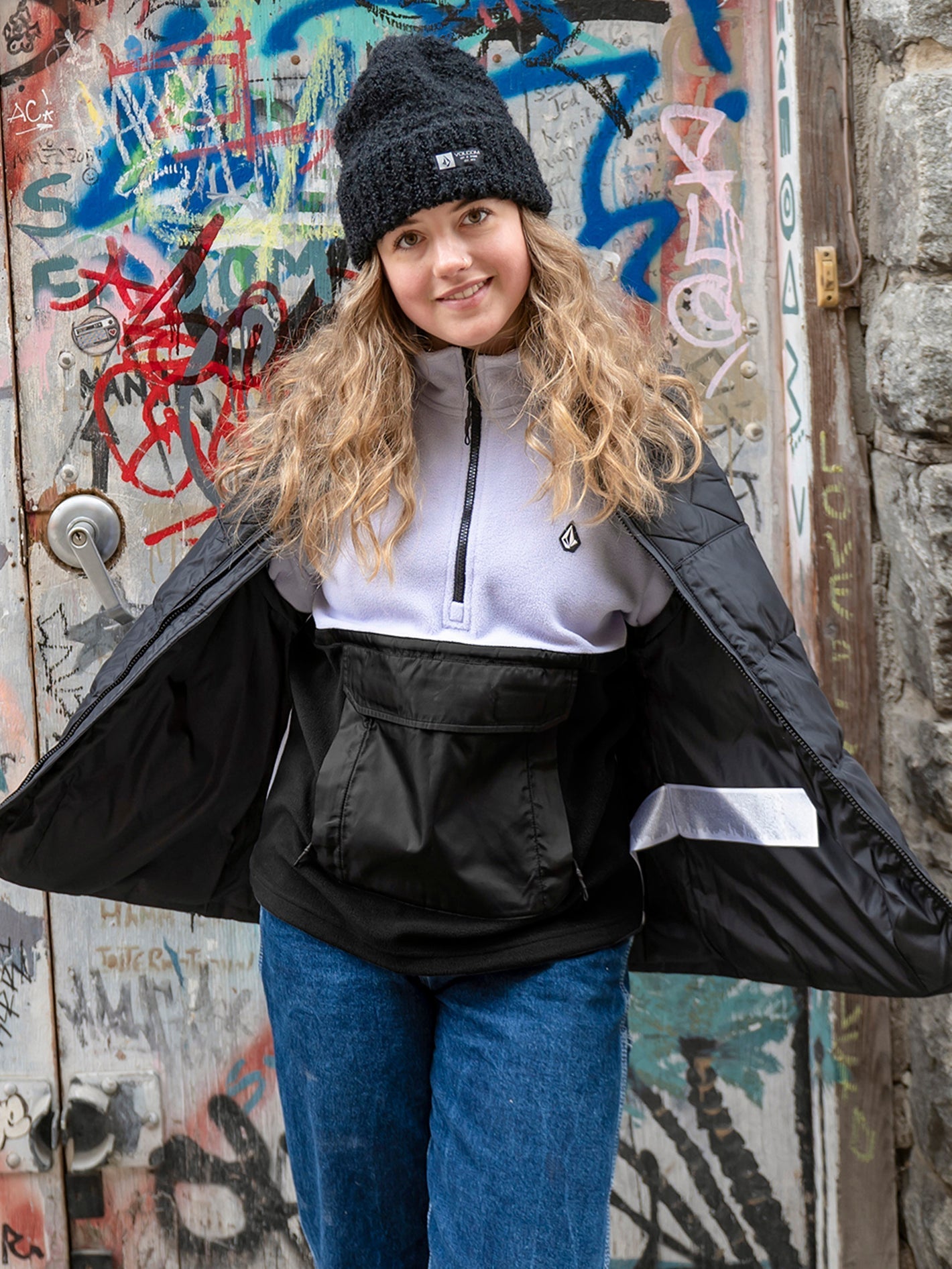 Polar Sweatshirt mit halbem Reißverschluss – LILA ASH