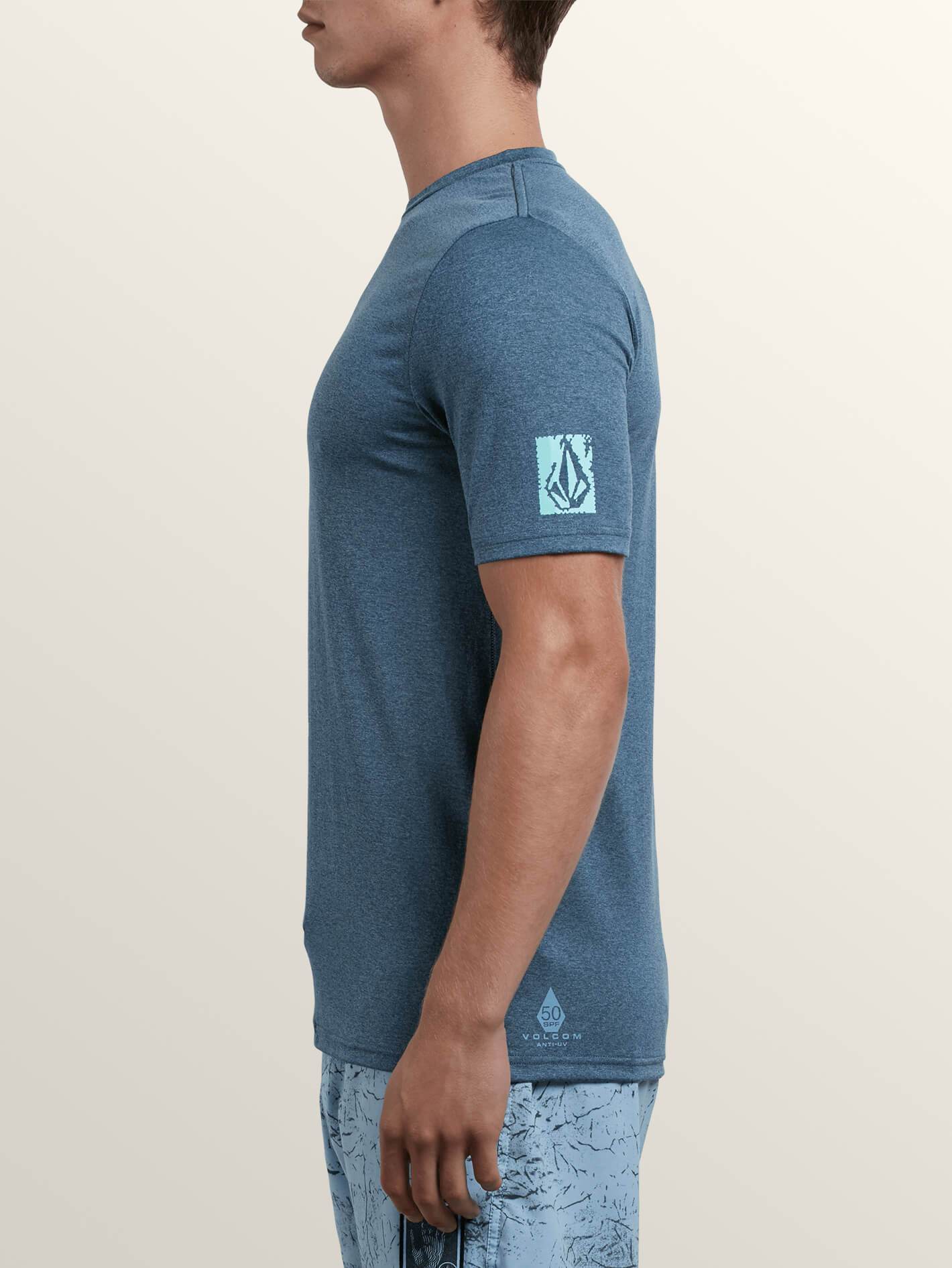 Lido Pixel Heather Short Sleeve Rashguard - Deep Blue