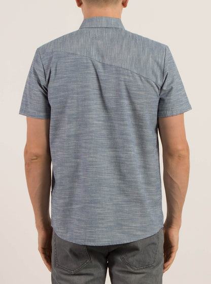 Everett Oxford Kurzarmhemd - Rauchblau