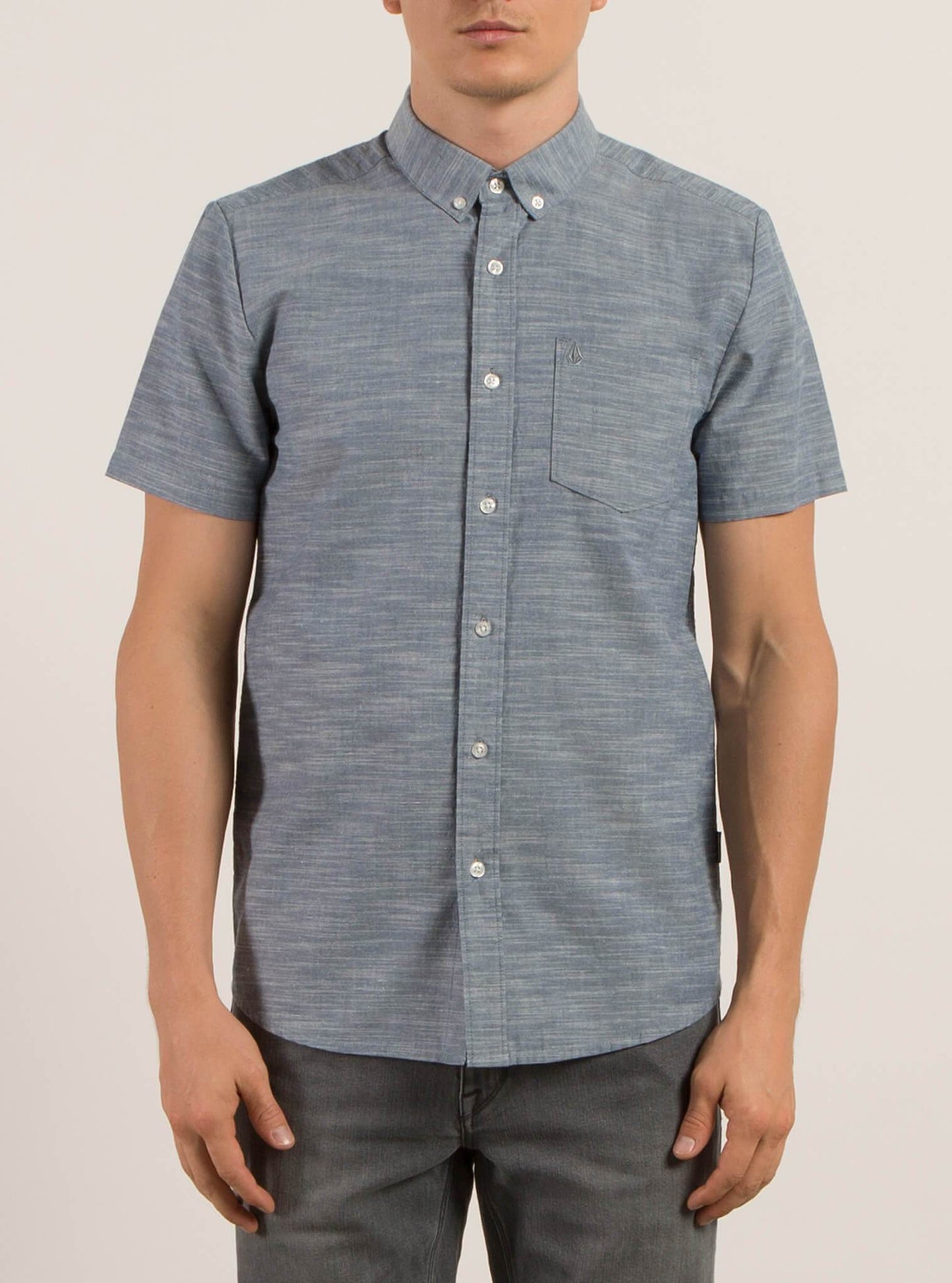 Everett Oxford Kurzarmhemd - Rauchblau