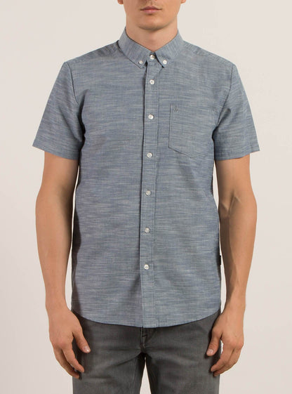 Everett Oxford Kurzarmhemd - Rauchblau