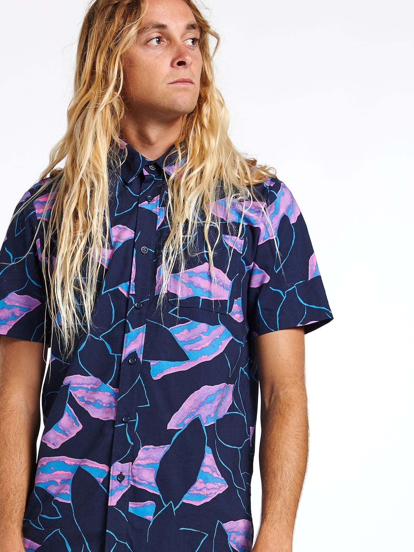 Secret Leaf Shirt - BLAU SCHWARZ