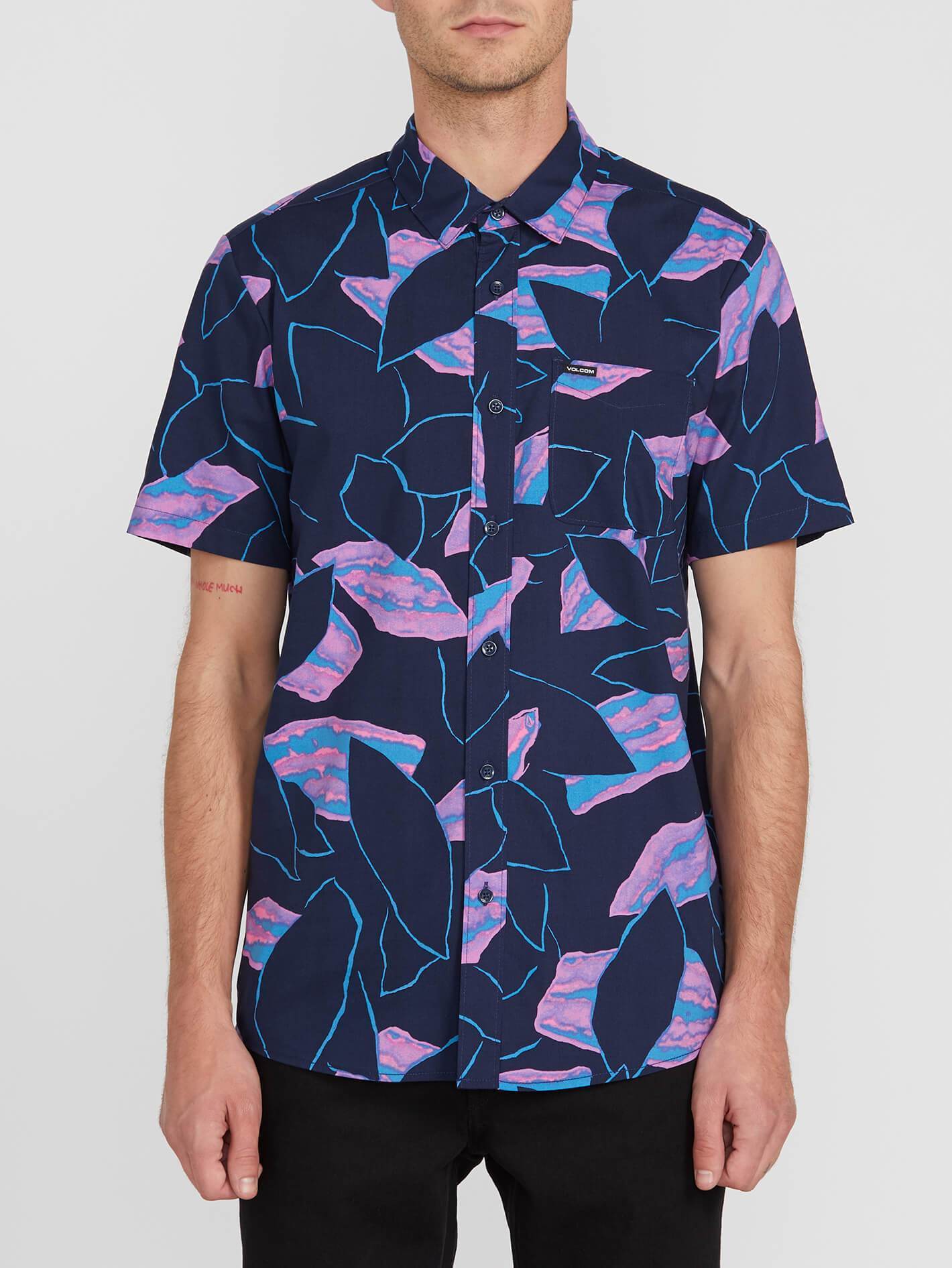 Secret Leaf Shirt - BLAU SCHWARZ