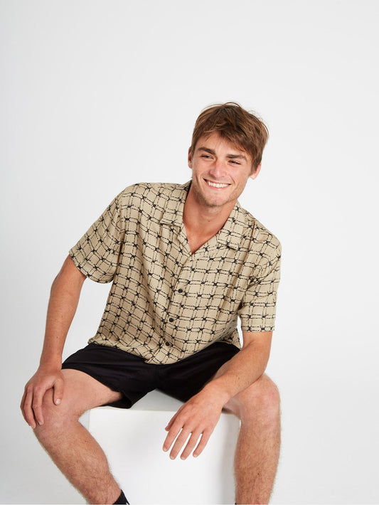 Hemd mit Tab-Up-Muster - Khaki