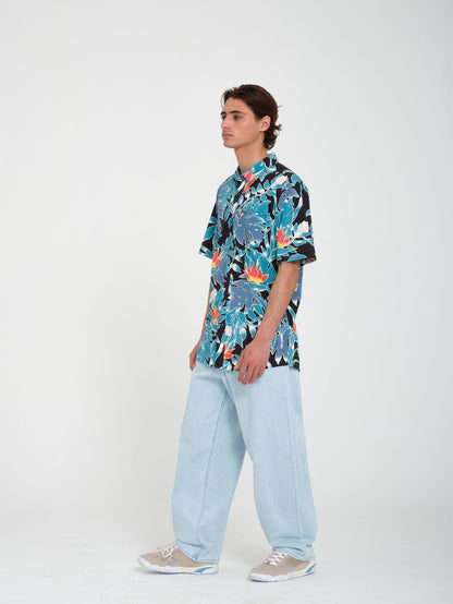 Chemise Leaf Pit Floral - BLACK