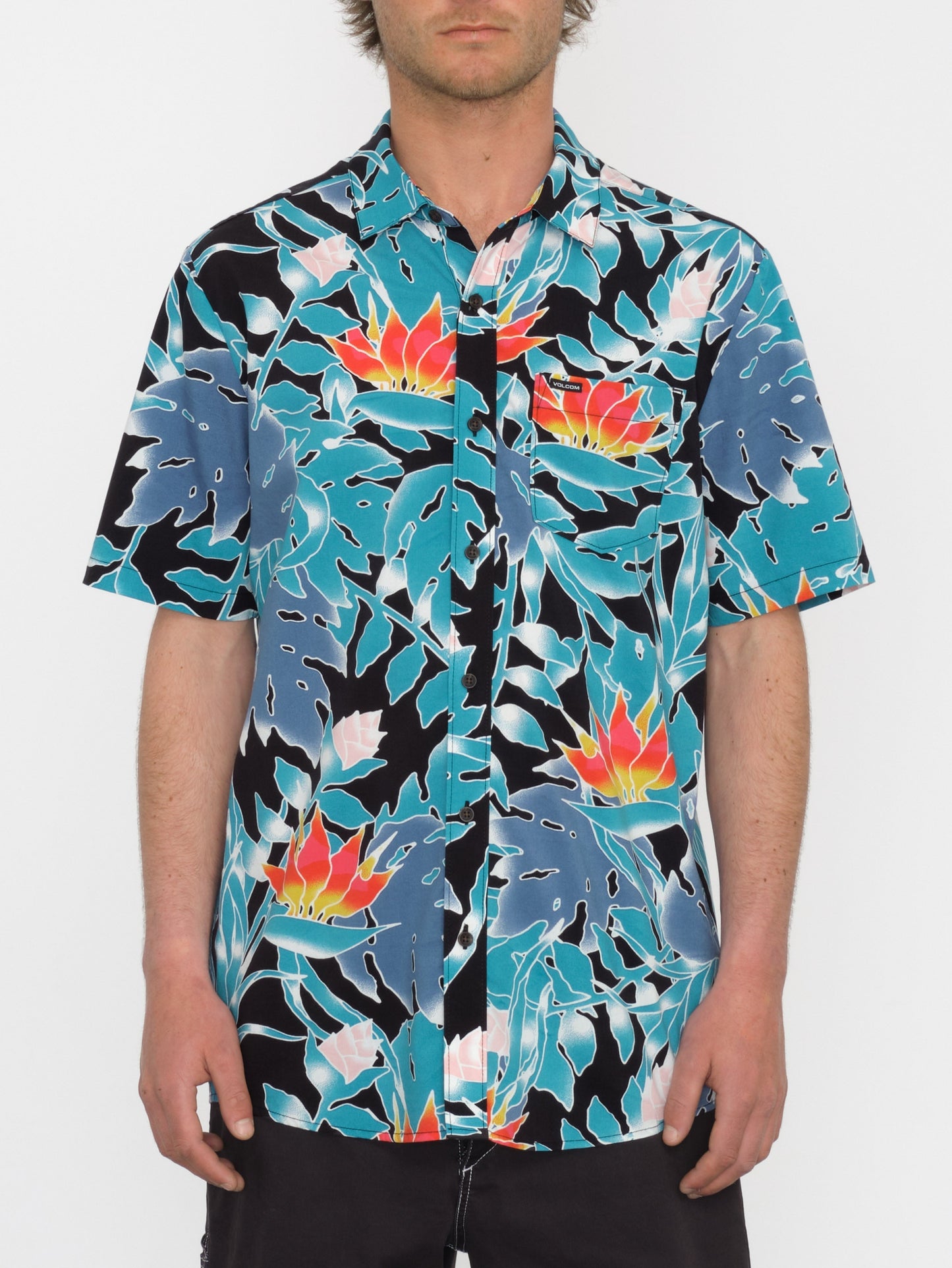 Chemise Leaf Pit Floral - BLACK