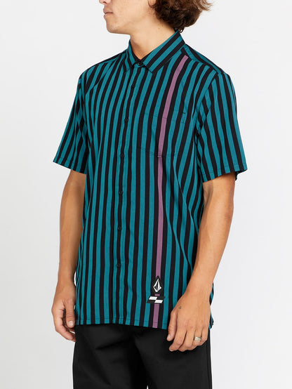 Schroff X Volcom Streifenhemd – Dusty Aqua