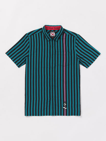 Schroff X Volcom Streifenhemd – Dusty Aqua