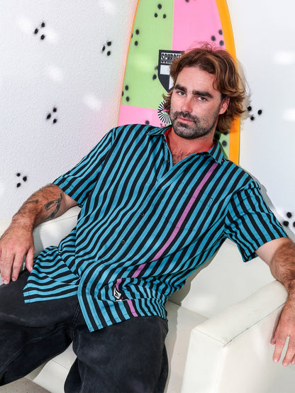 Schroff X Volcom Streifenhemd – Dusty Aqua