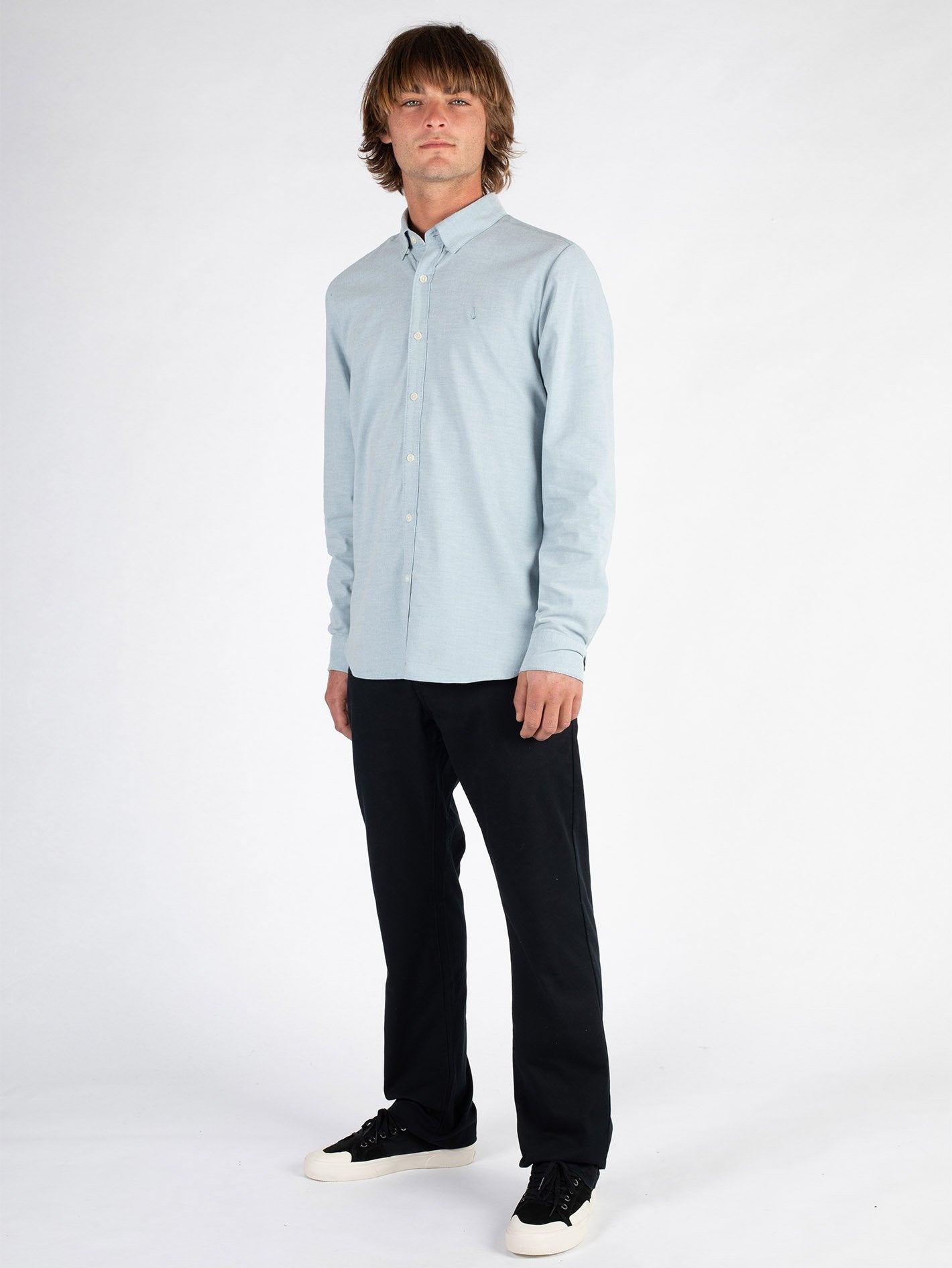 Stretch Oxford Shirt - SANDED RAW BLACK