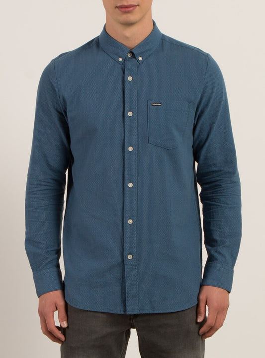 Chemise Manches Longues Micro Dot - Smokey Blue