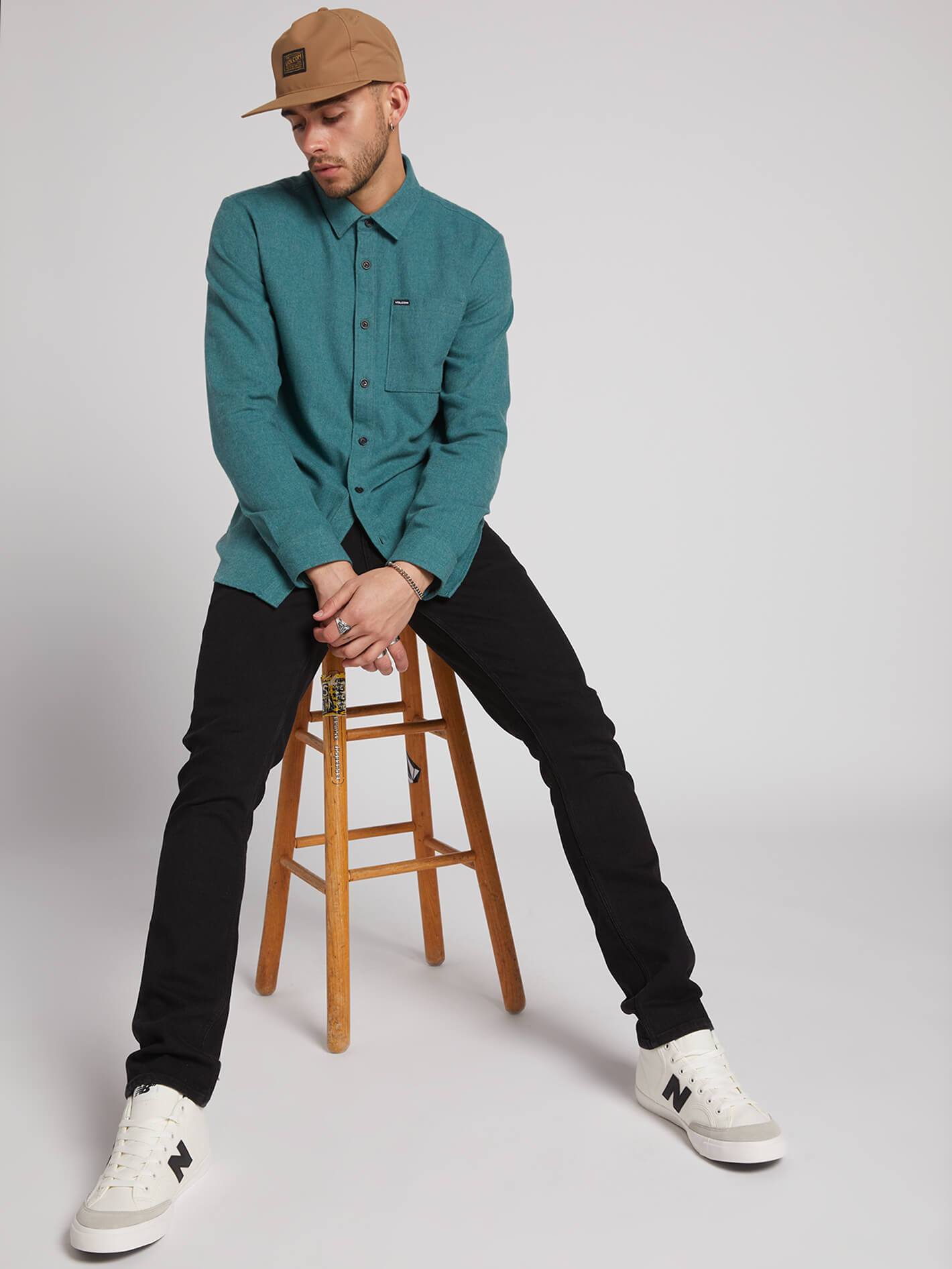 Caden Solid Shirt - Mittelmeer