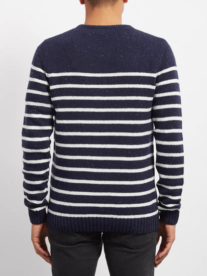 Edmonder Gestreifter Pullover - Marineblau