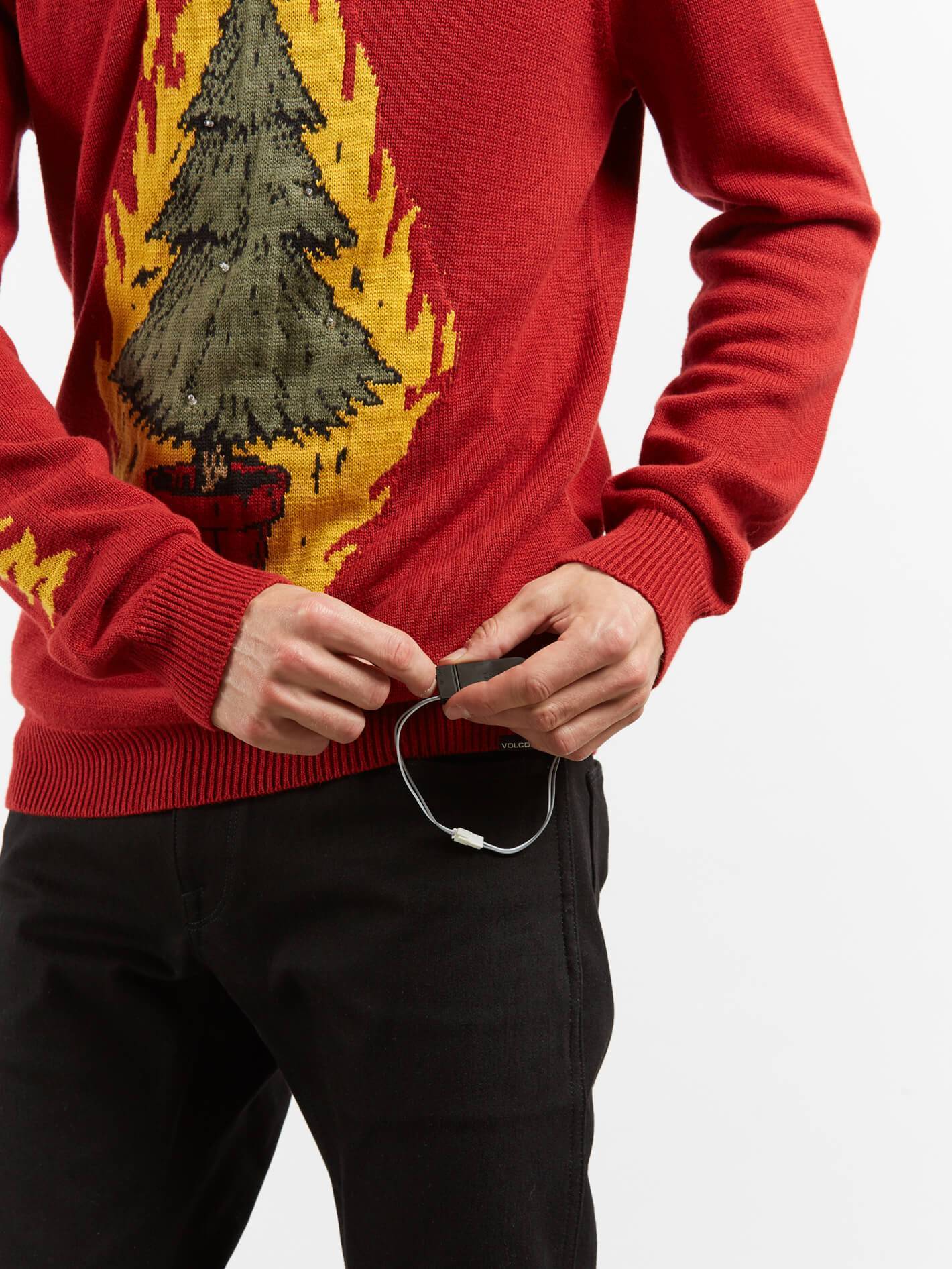 Flashing Warm Wishes Sweater - Deep Red