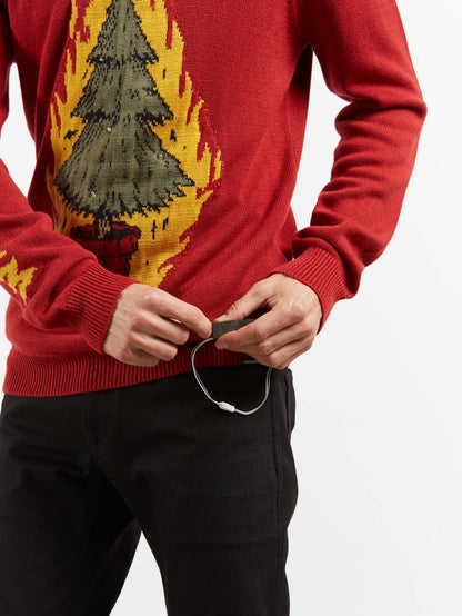 Flashing Warm Wishes Sweater - Deep Red