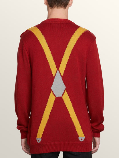 Suspenders Swtr Pullover - Drip Red