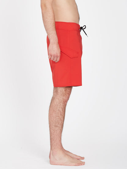 Lido Solid Mod 18" Boardshorts - RIBBON RED