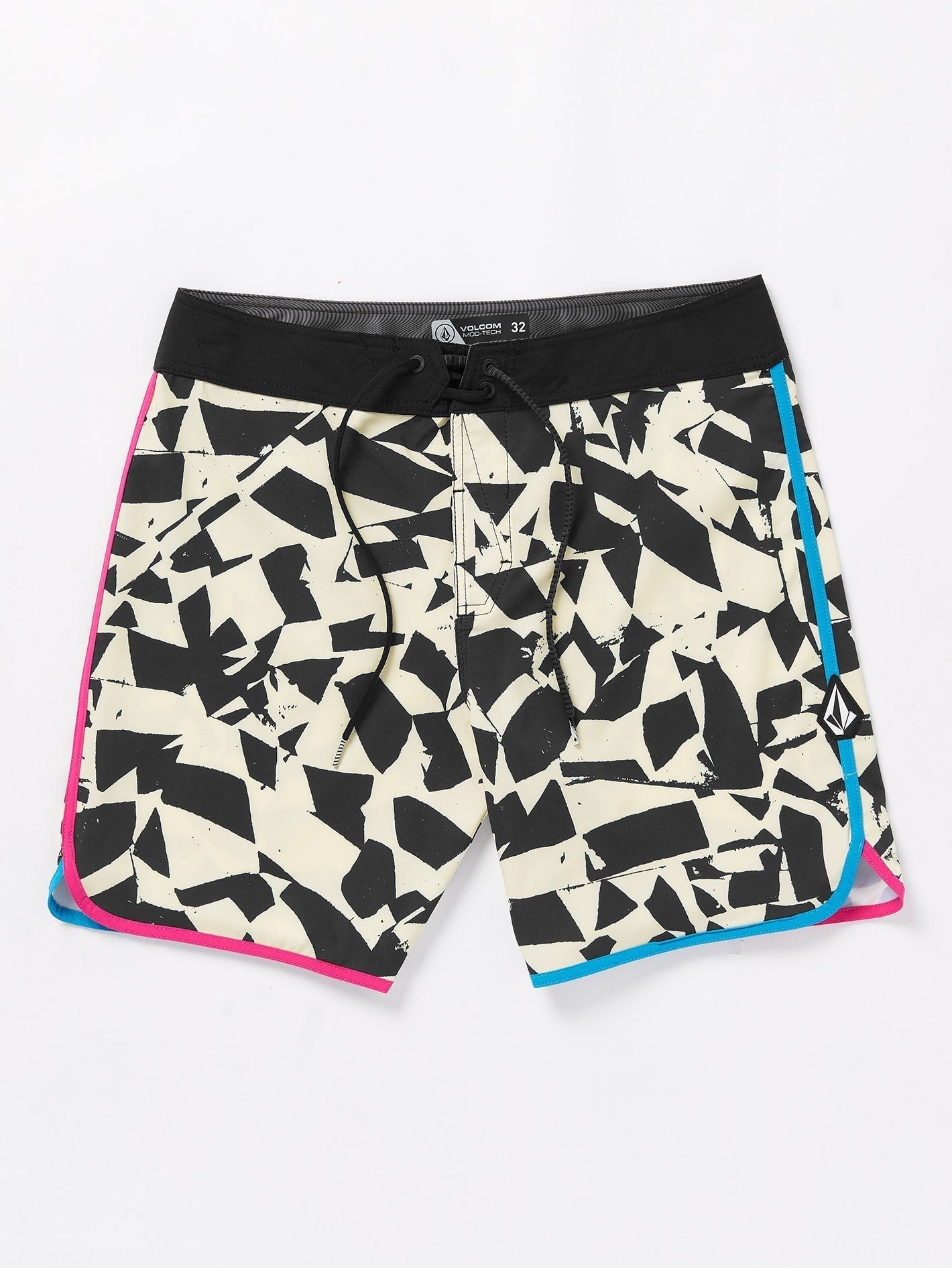 Boardshort Lido Print Scallop Mod 19" - BLACK WHITE