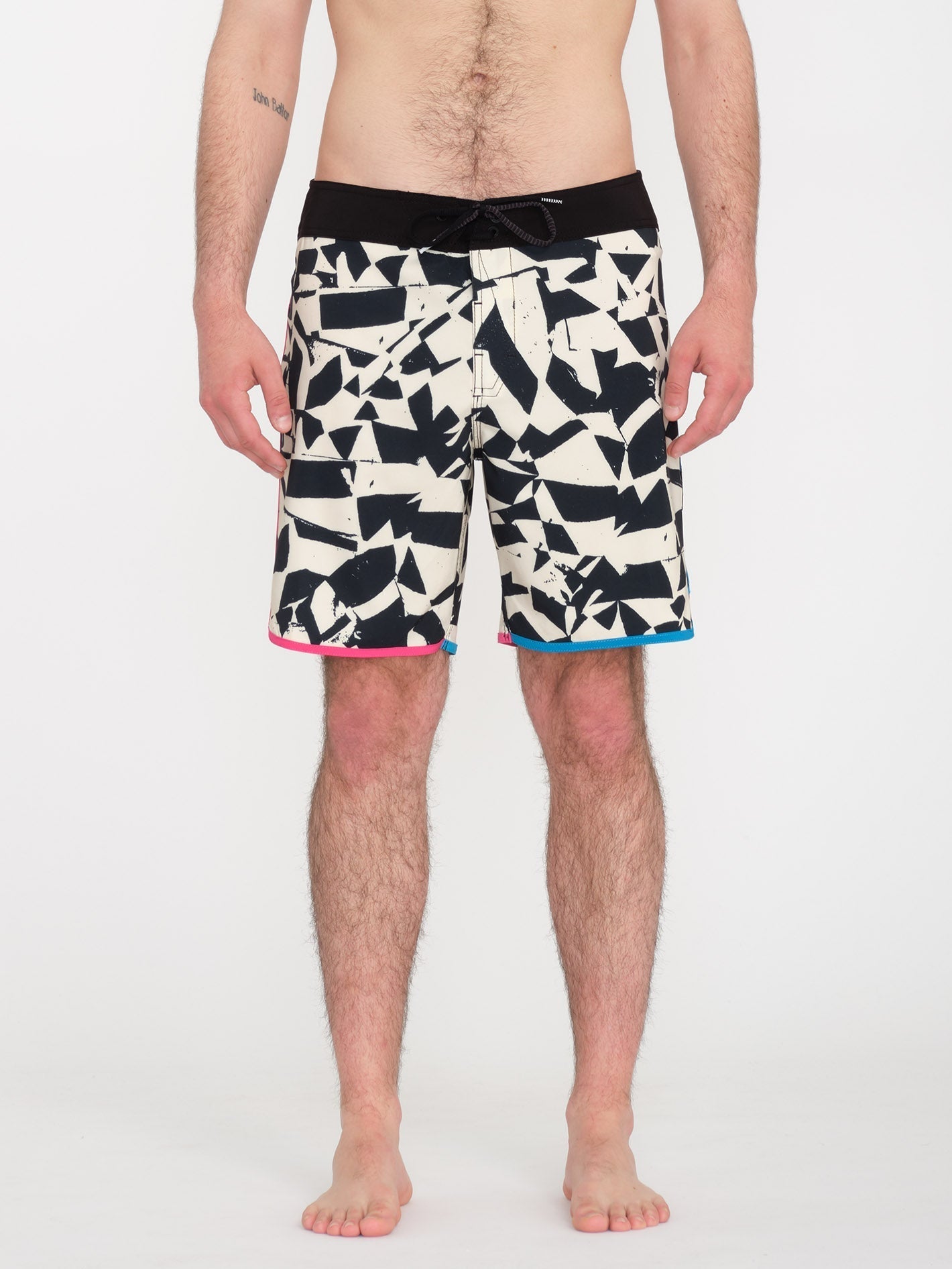 Boardshort Lido Print Scallop Mod 19" - BLACK WHITE
