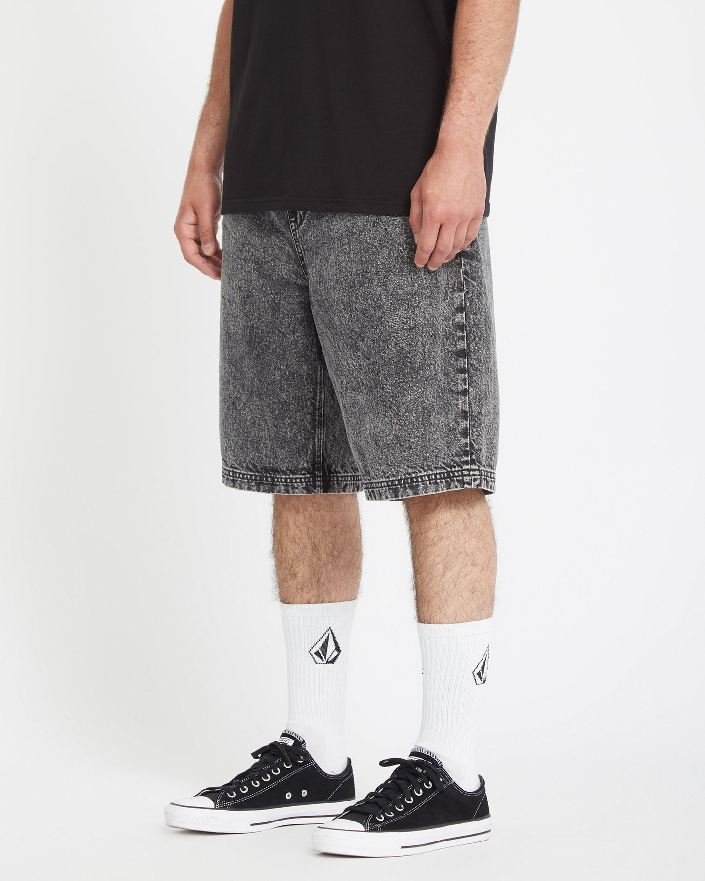 Freazy – Lockere Shorts mit elastischer Taille, 22 Zoll – Helles Säureschwarz