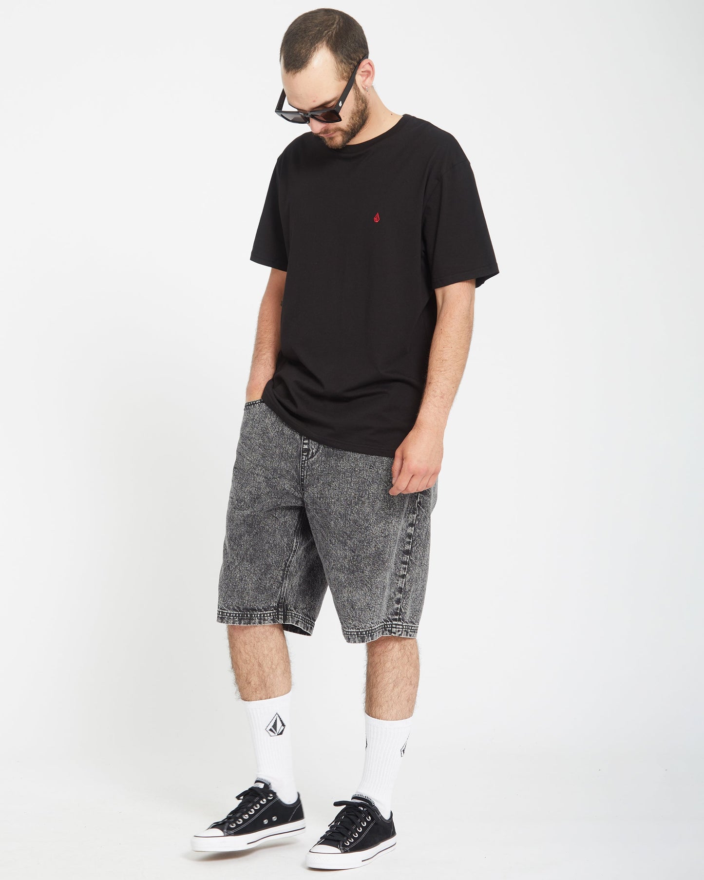 Freazy – Lockere Shorts mit elastischer Taille, 22 Zoll – Helles Säureschwarz