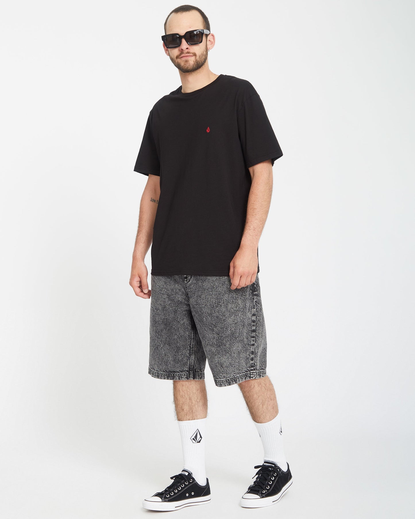 Freazy – Lockere Shorts mit elastischer Taille, 22 Zoll – Helles Säureschwarz