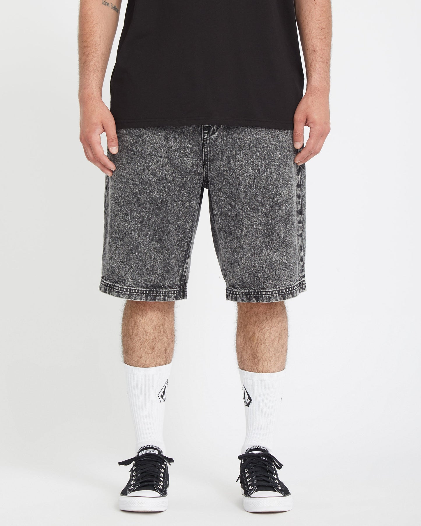 Freazy – Lockere Shorts mit elastischer Taille, 22 Zoll – Helles Säureschwarz