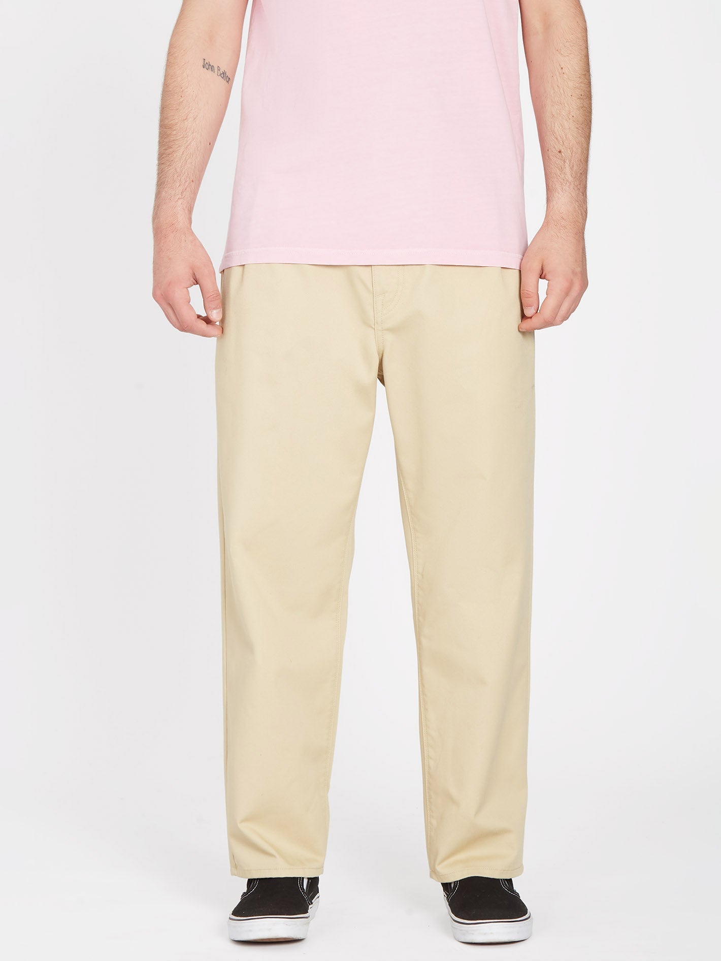Pleated Chino Pants - ALMOND