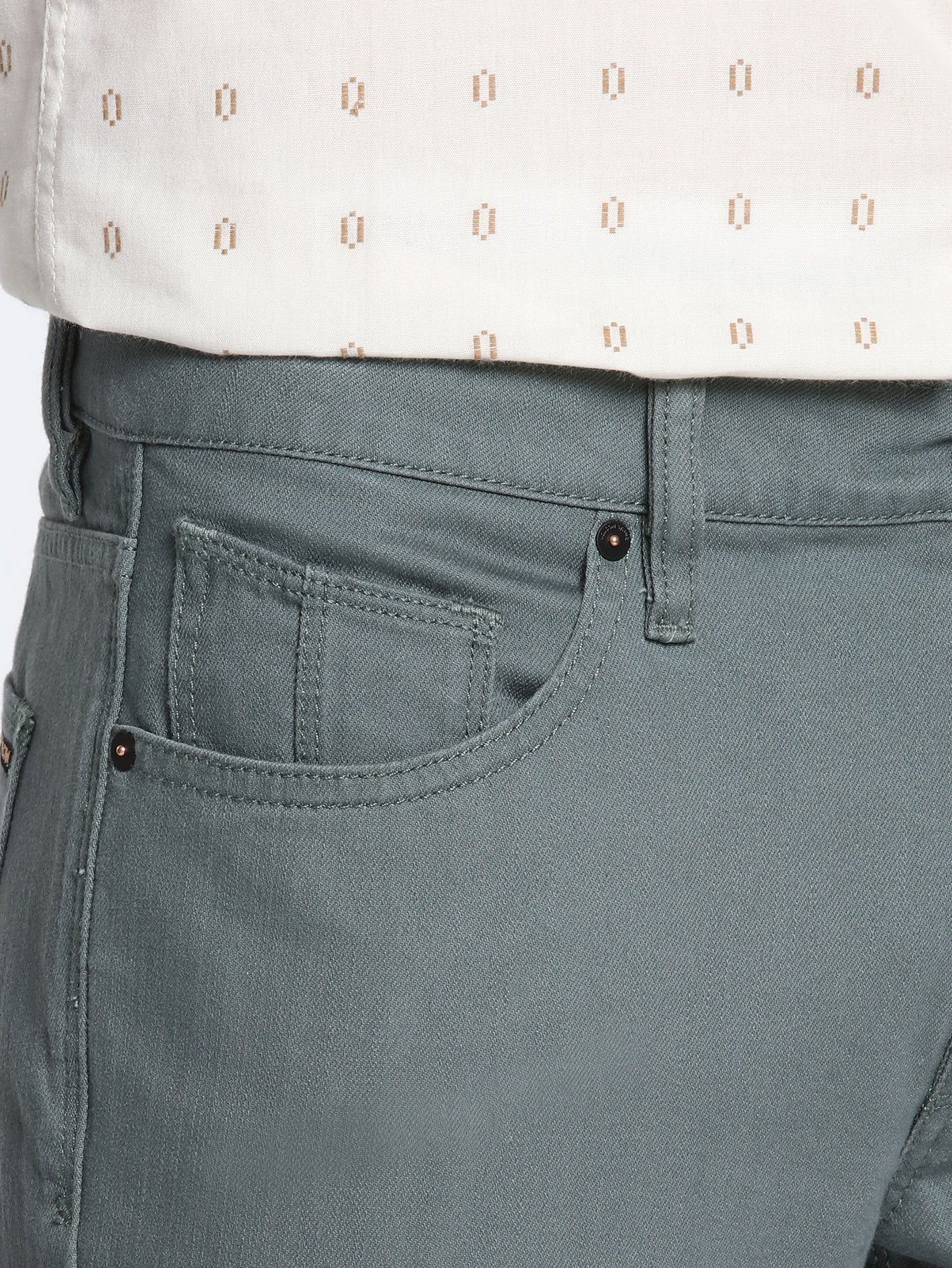 Vorta 5 Pocket Slub Pants - FIR GREEN