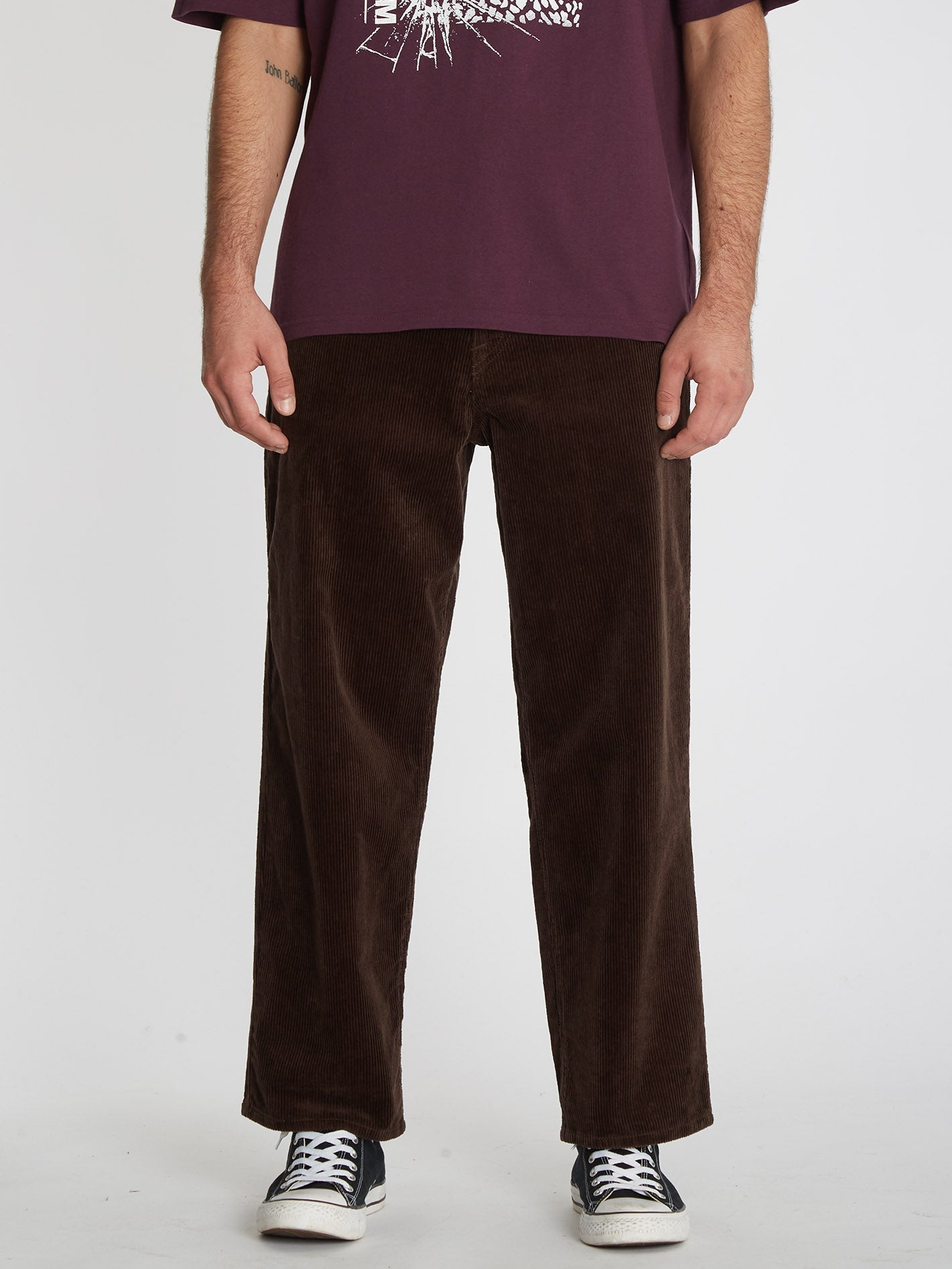 Pantalon en velours côtelé Lurking About - DARK BROWN