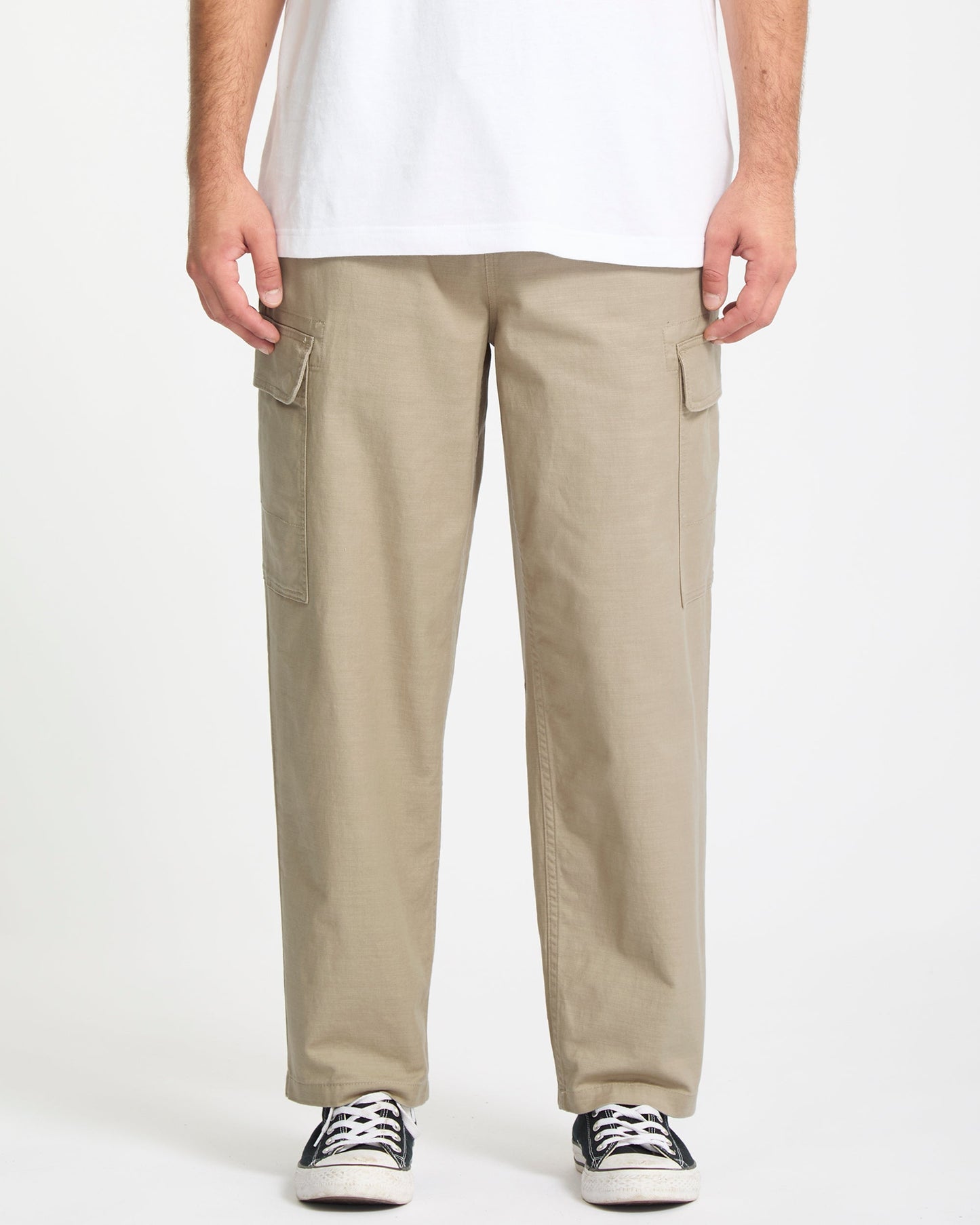 Billow Tapered Elastic Waist Pants - Khaki