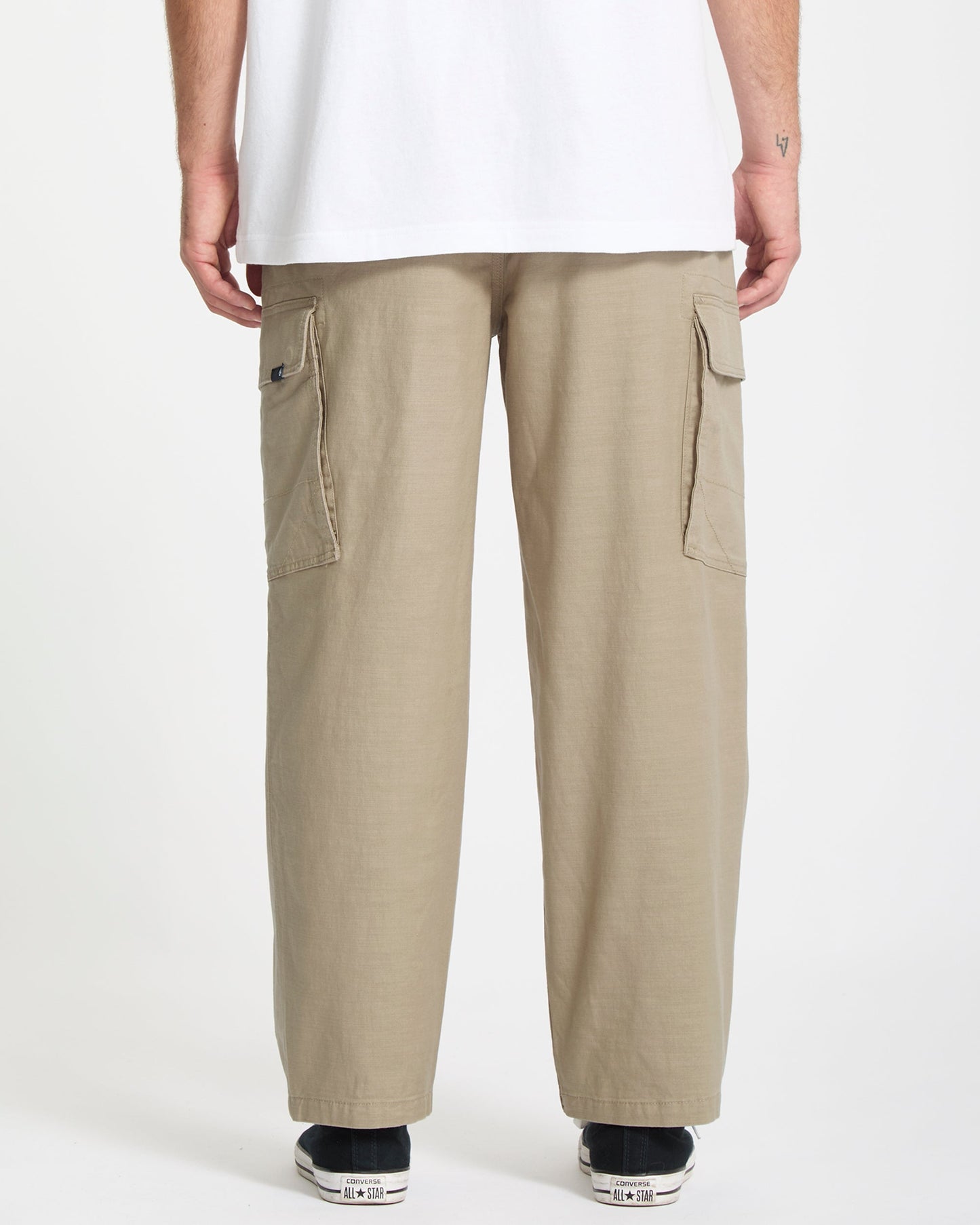 Billow Tapered Elastic Waist Pants - Khaki