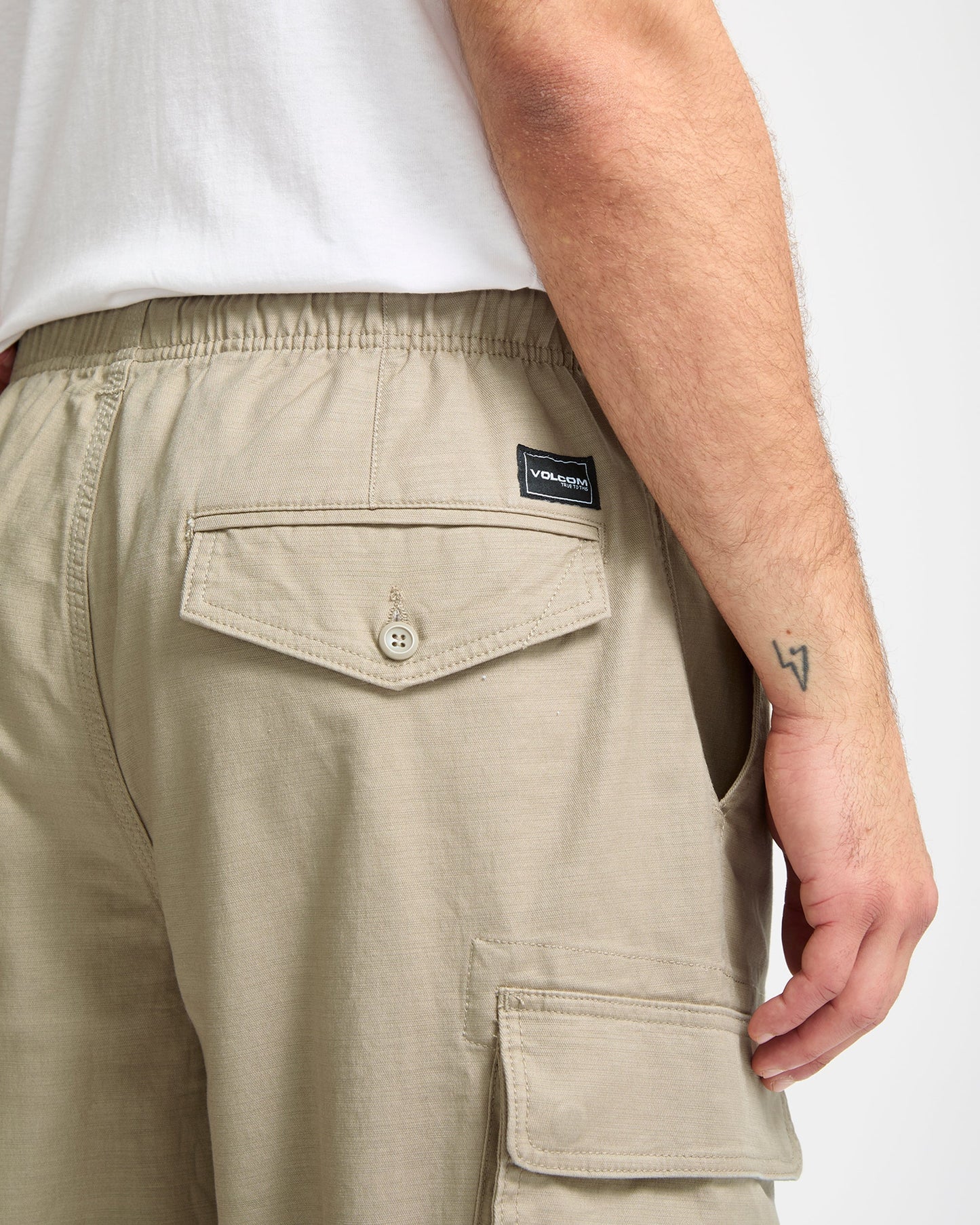 Billow Tapered Elastic Waist Pants - Khaki