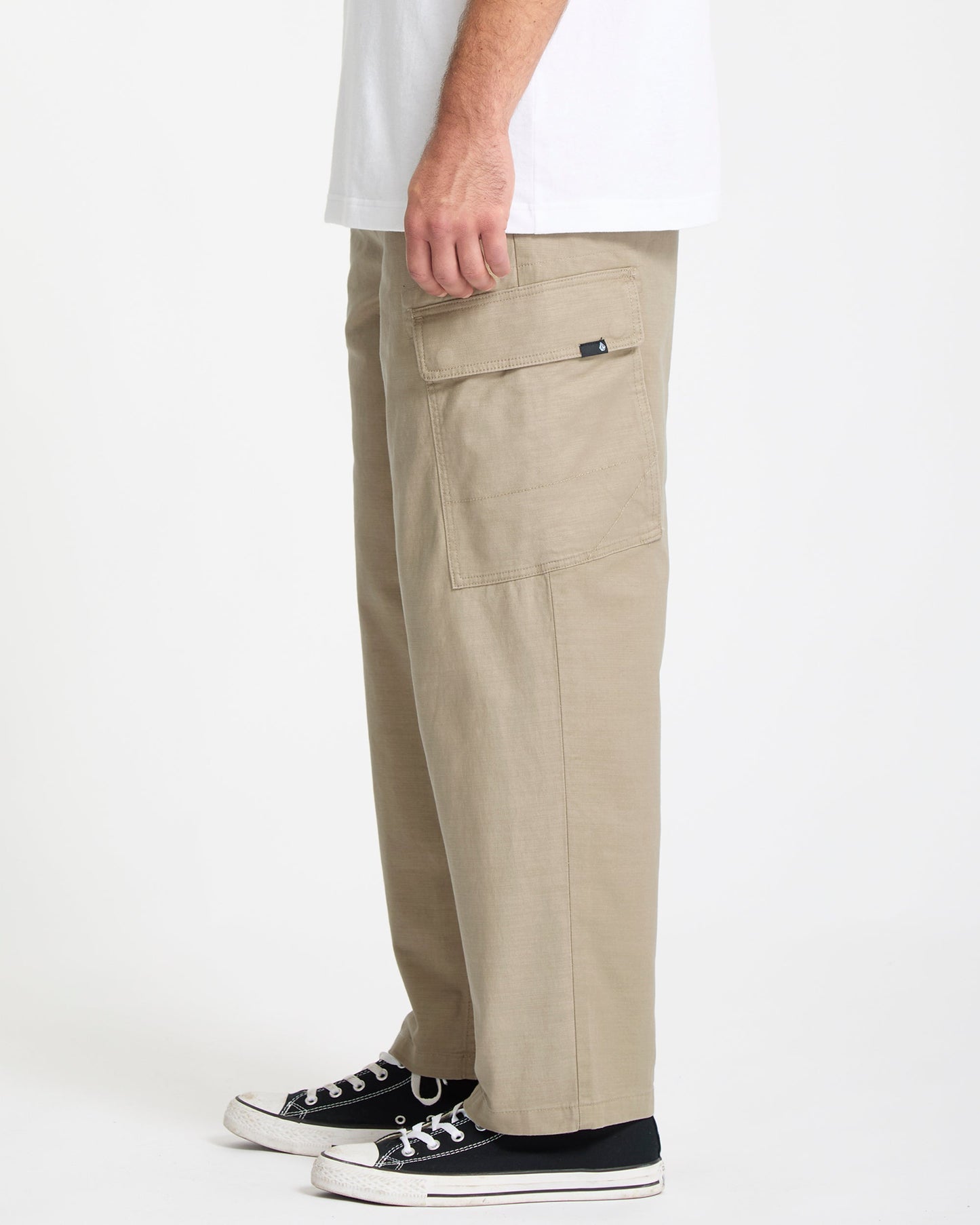 Billow Tapered Elastic Waist Pants - Khaki