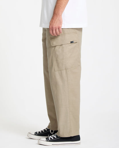 Billow Tapered Elastic Waist Pants - Khaki