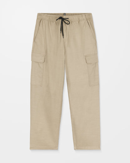 Billow Tapered Elastic Waist Pants - Khaki
