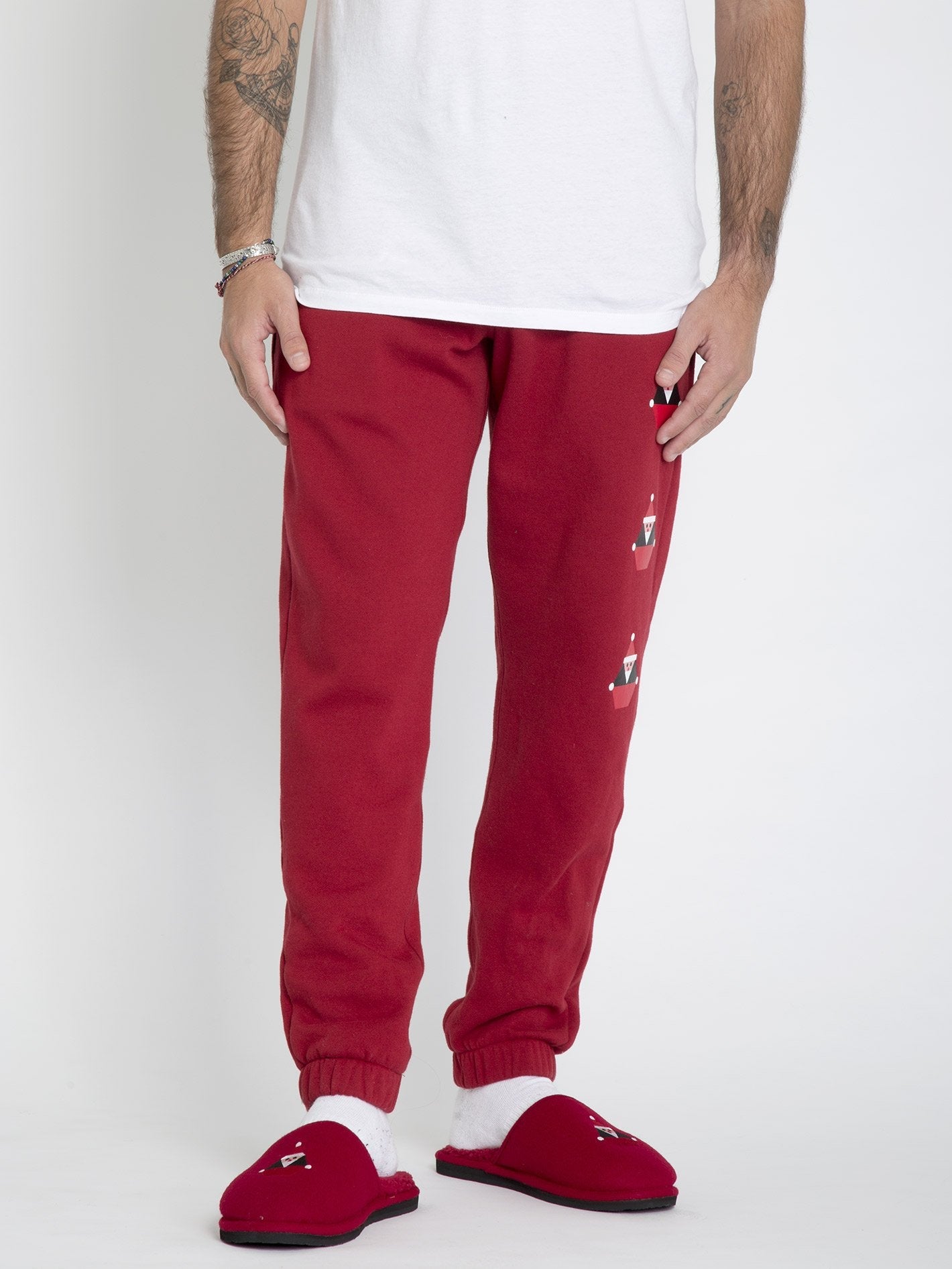 SANTASTONE FLEECE JOGGERS - DEEP RED