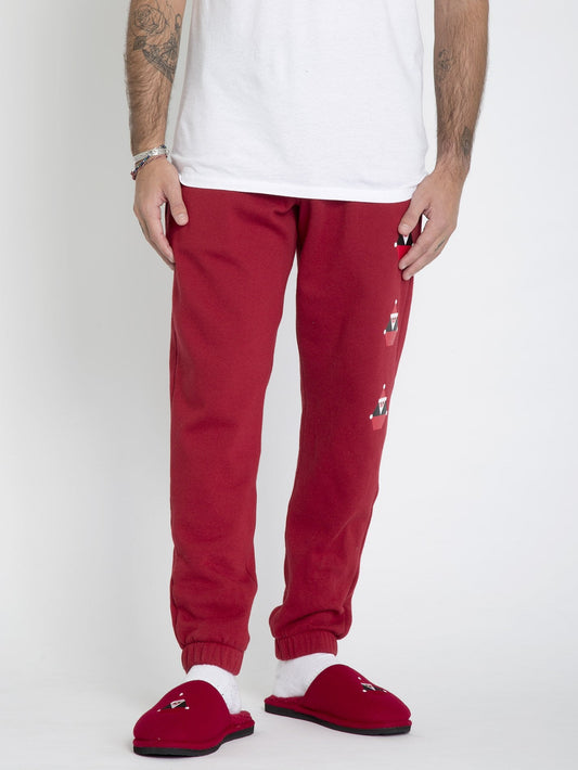 SANTASTONE FLEECE-JOGGER - DUNKELROT